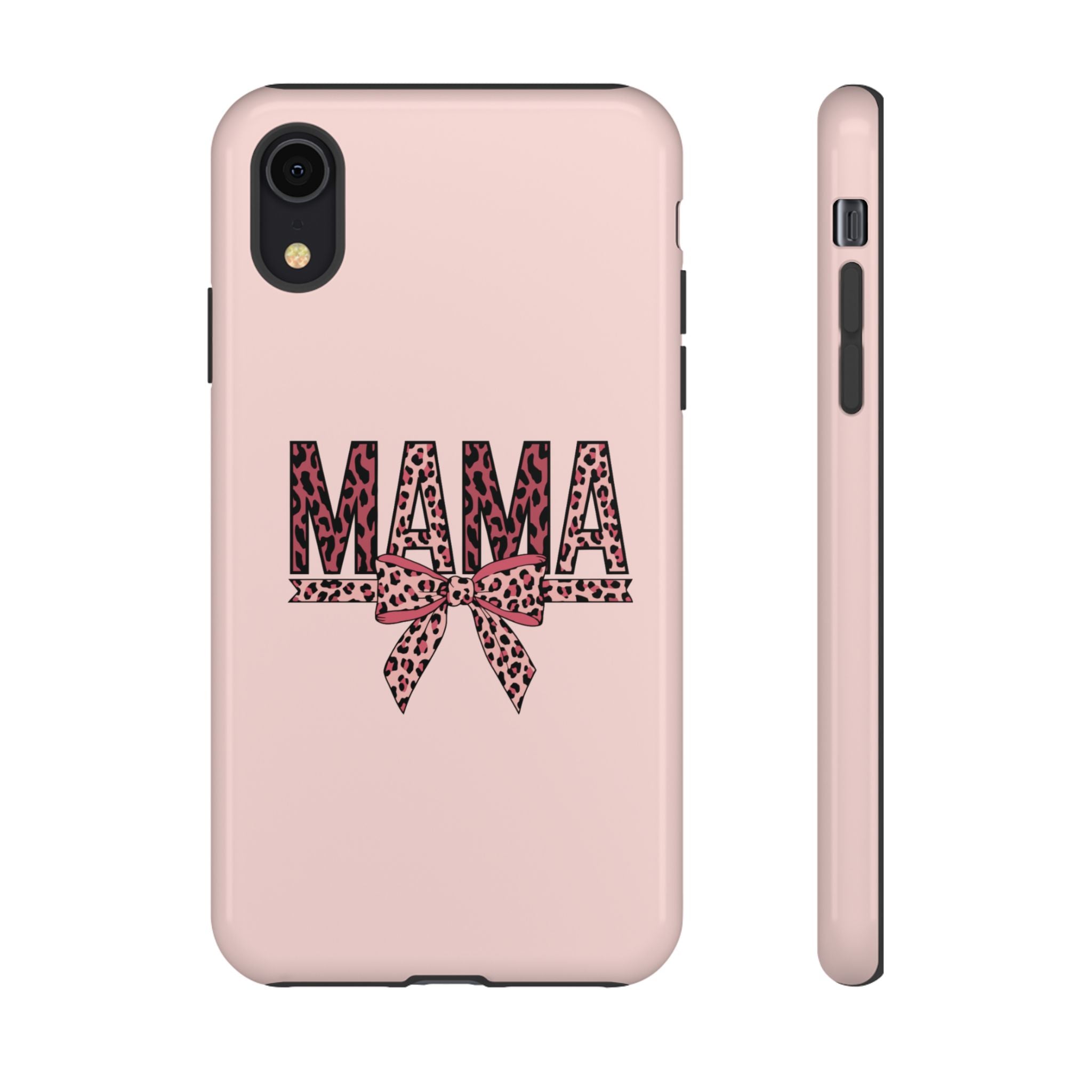 Mama Leopard Bow Phone Case — Pink Tough Protective iPhone Cover