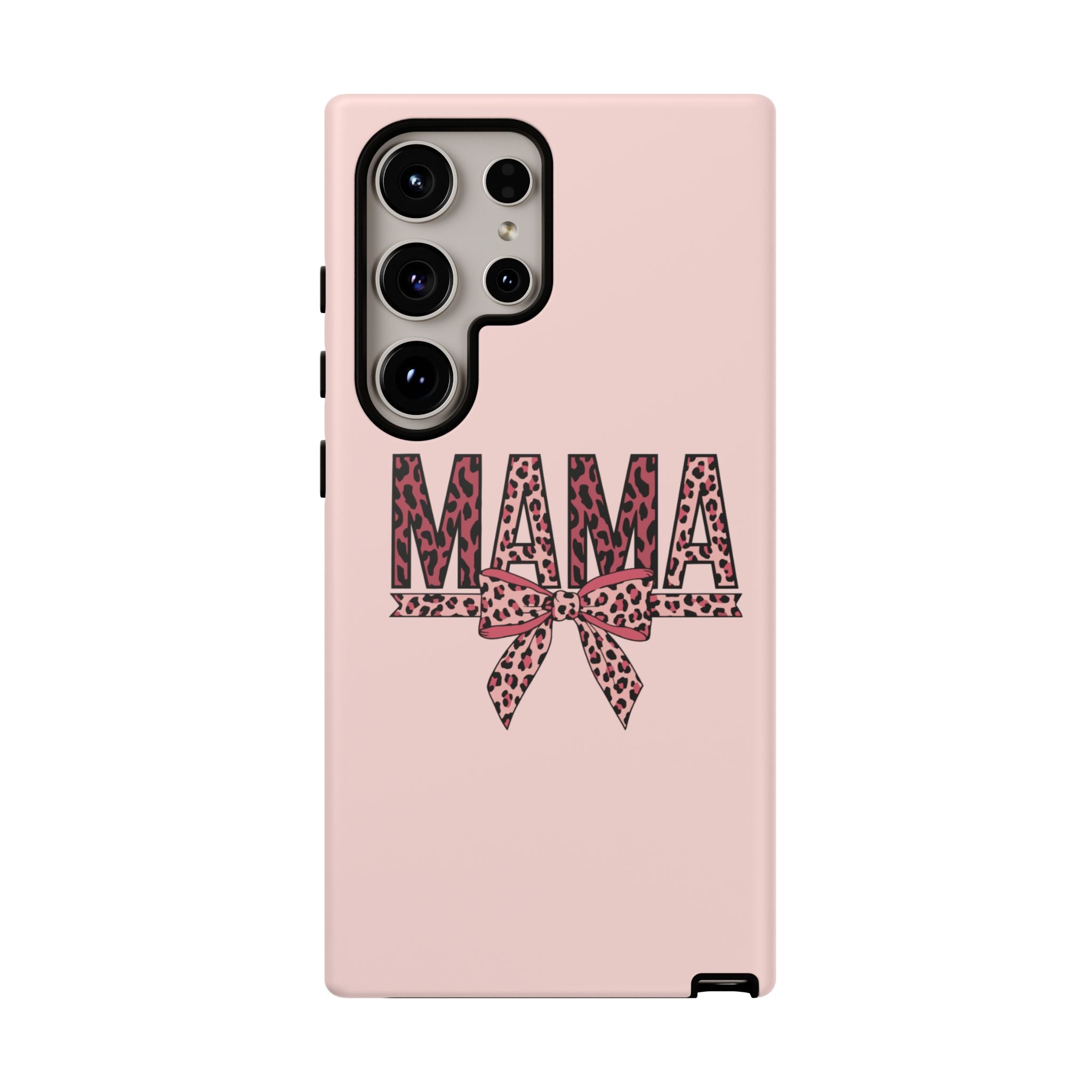 Mama Leopard Bow Phone Case — Pink Tough Protective iPhone Cover
