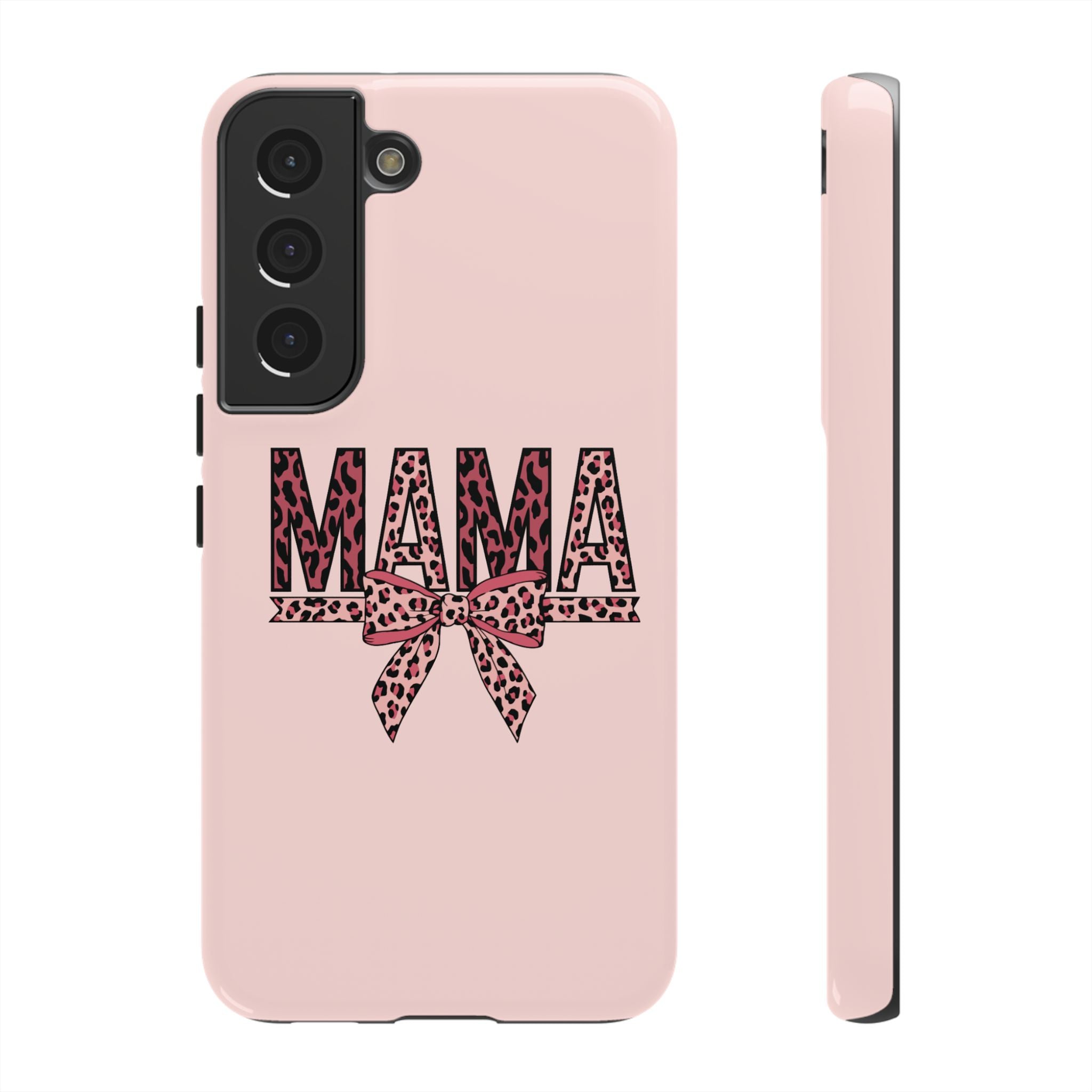 Mama Leopard Bow Phone Case — Pink Tough Protective iPhone Cover