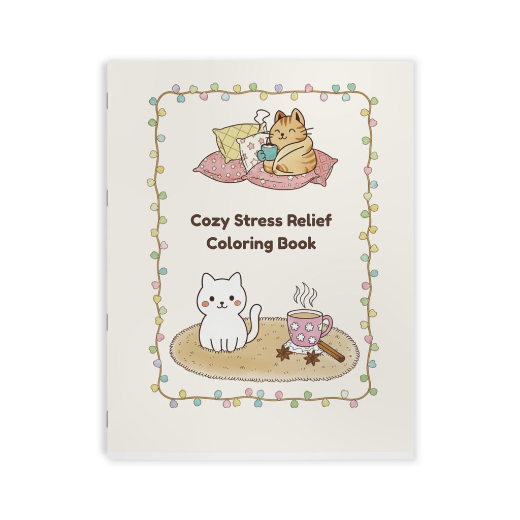 Cozy Stress Relief Coloring Book 1 — Cute Cats & Tea Relaxation Activity Book