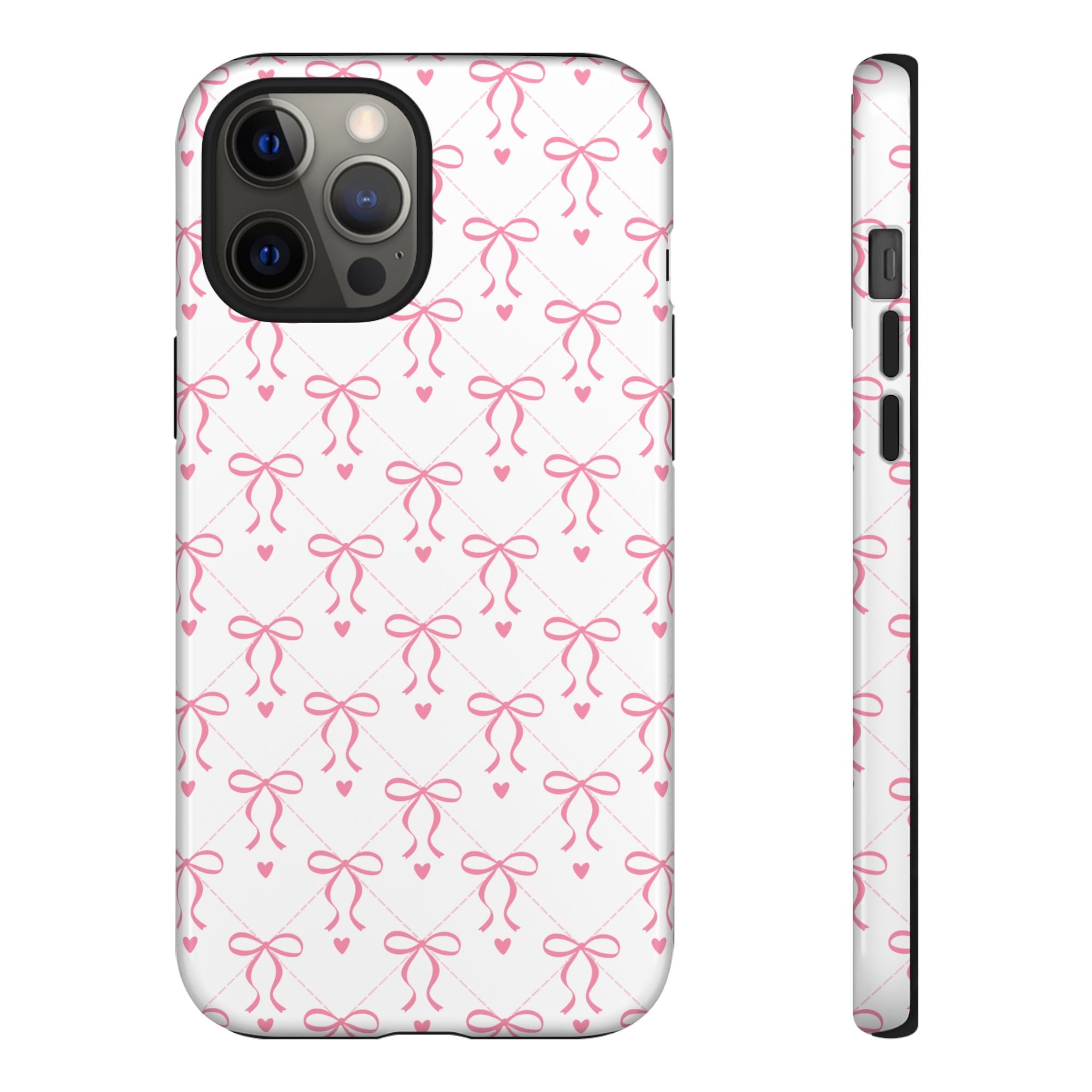 Pink Bow Pattern Phone Case — Cute Feminine Tough Case