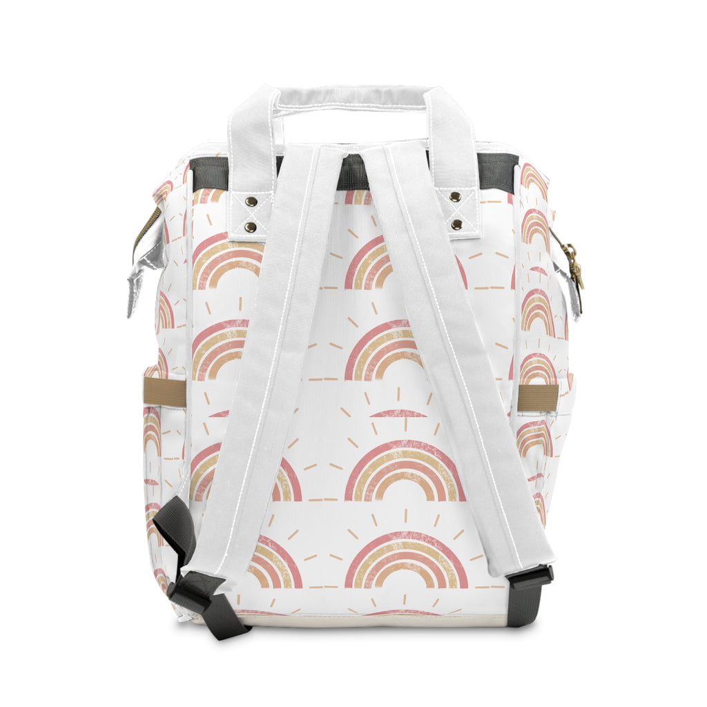 Pastel Boho Rainbow Diaper Backpack — Multifunctional Baby Changing Bag