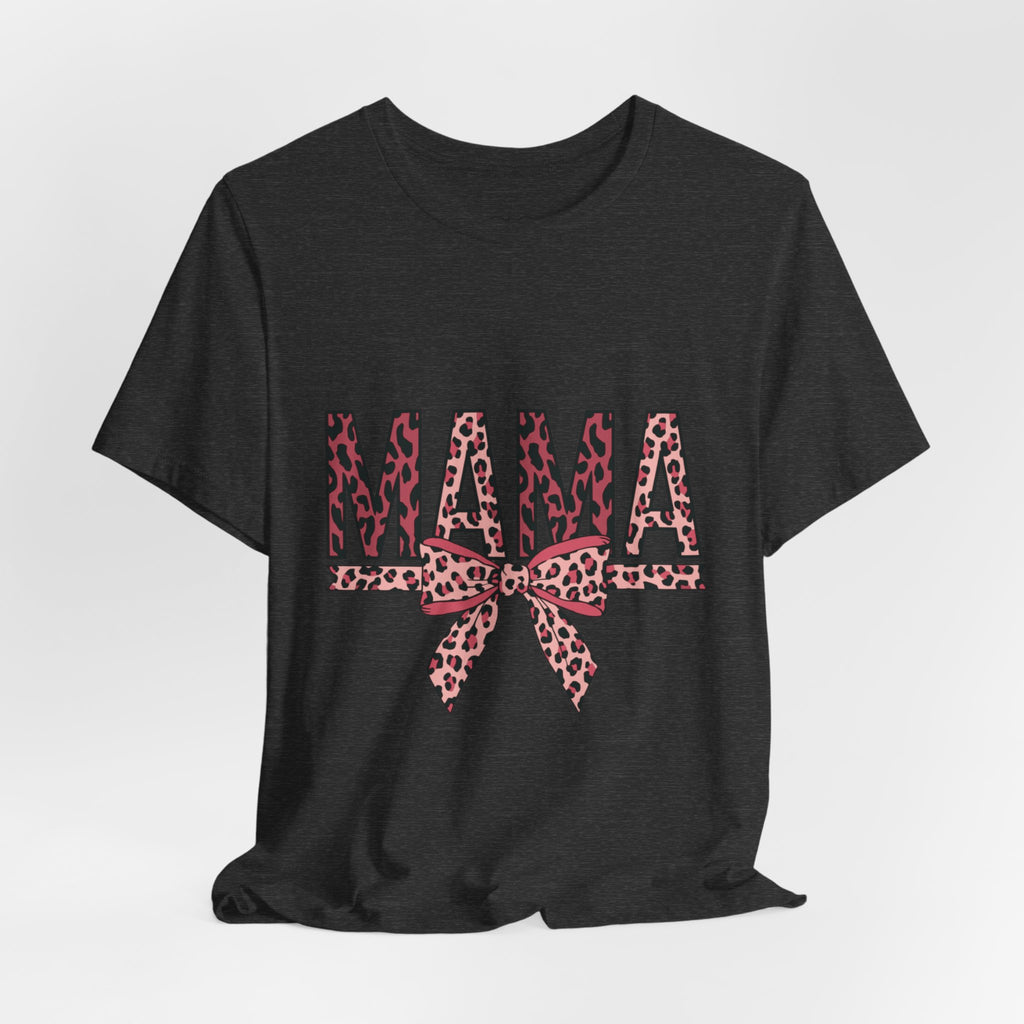Mama Leopard Bow Tee — Floral Leopard Print "MAMA" Mother's Day T‑Shirt