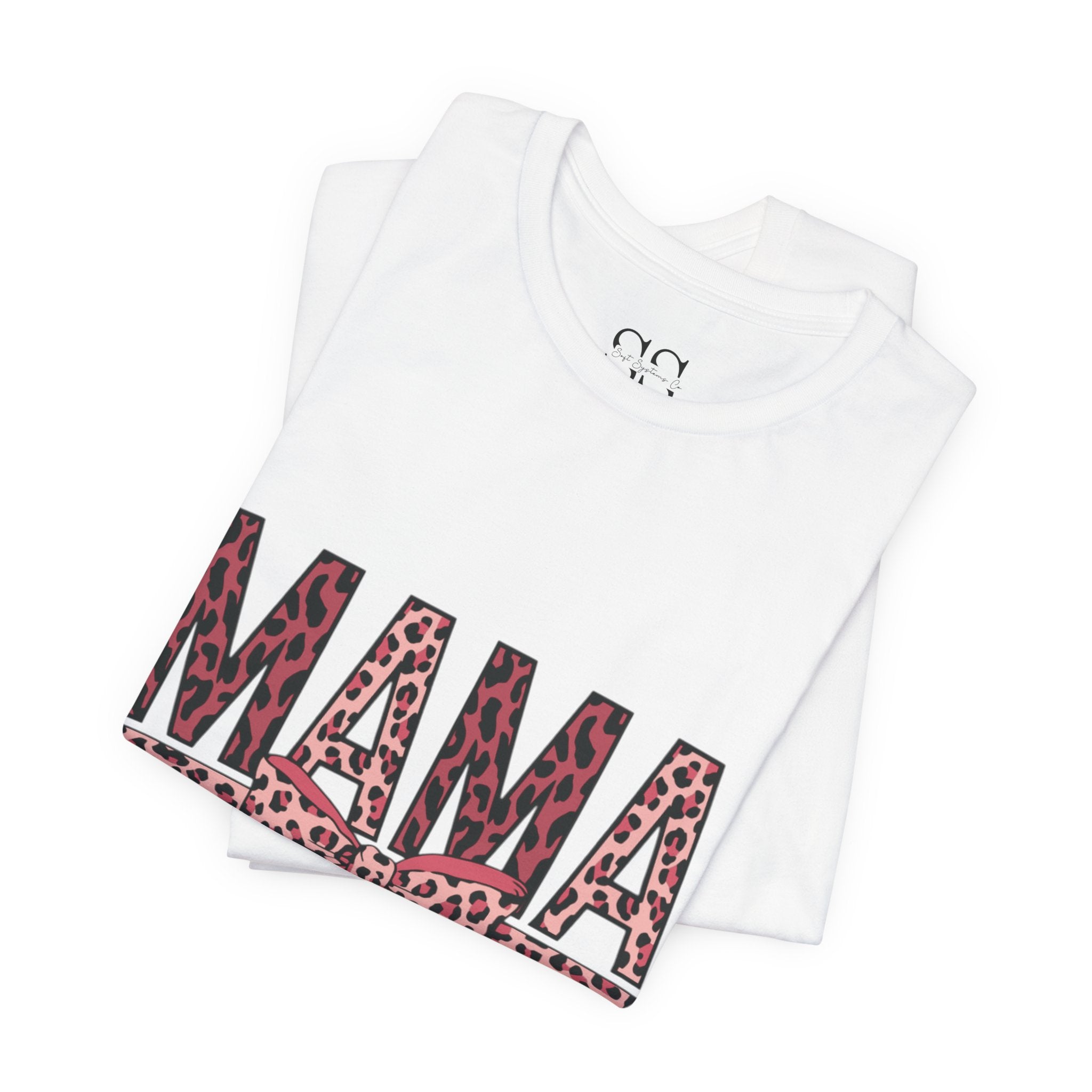 Mama Leopard Bow Tee — Floral Leopard Print "MAMA" Mother's Day T‑Shirt