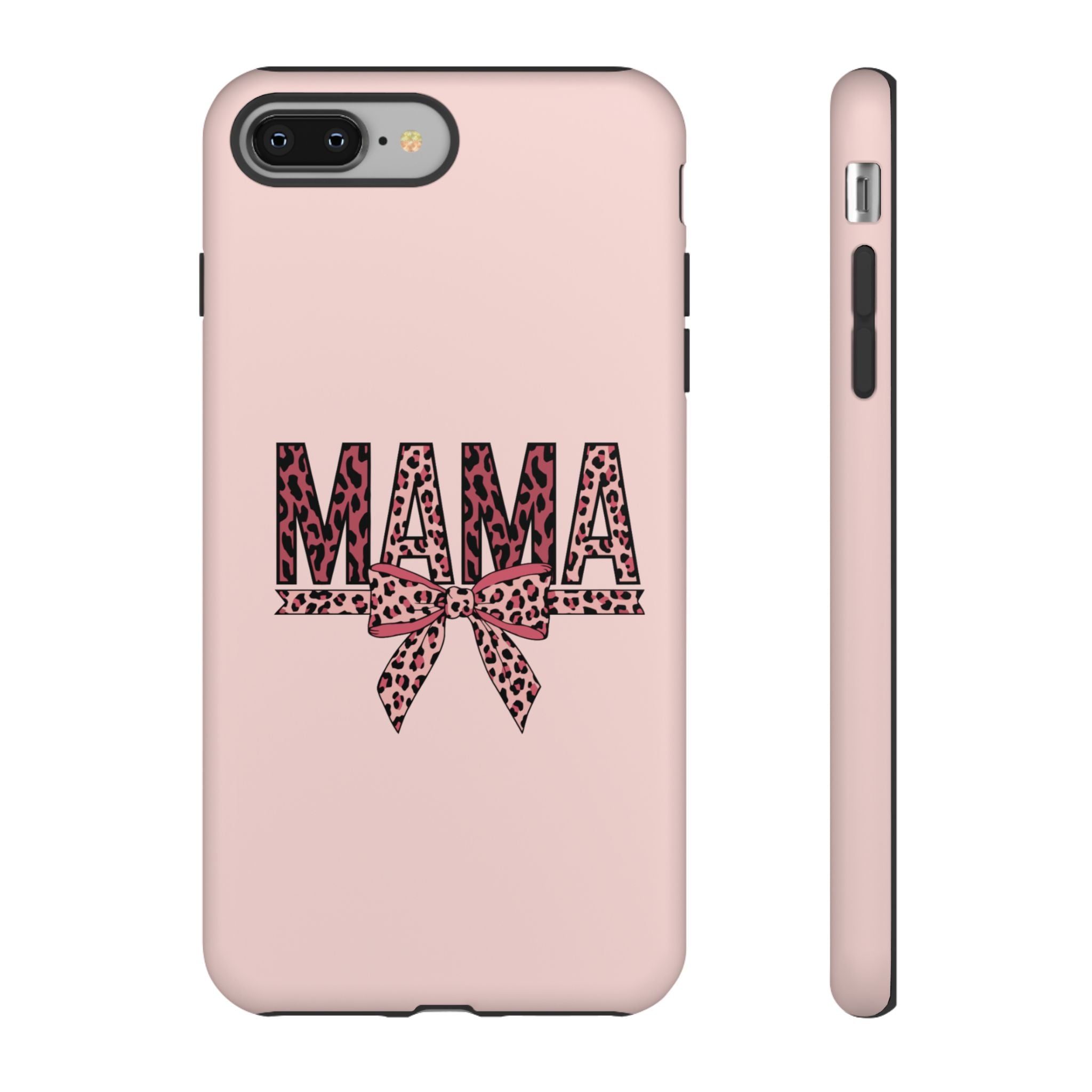 Mama Leopard Bow Phone Case — Pink Tough Protective iPhone Cover
