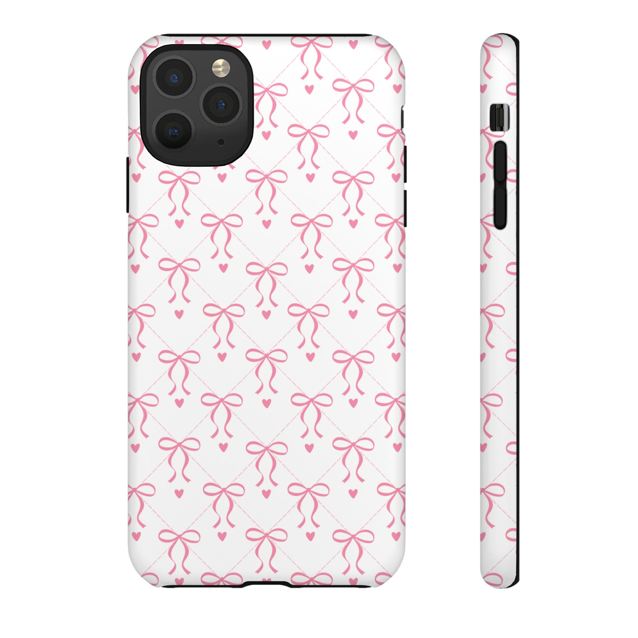 Pink Bow Pattern Phone Case — Cute Feminine Tough Case