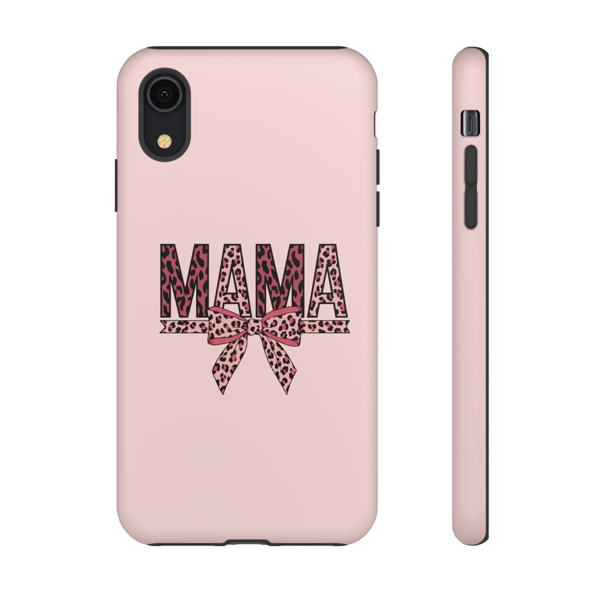 Mama Leopard Bow Phone Case — Pink Tough Protective iPhone Cover