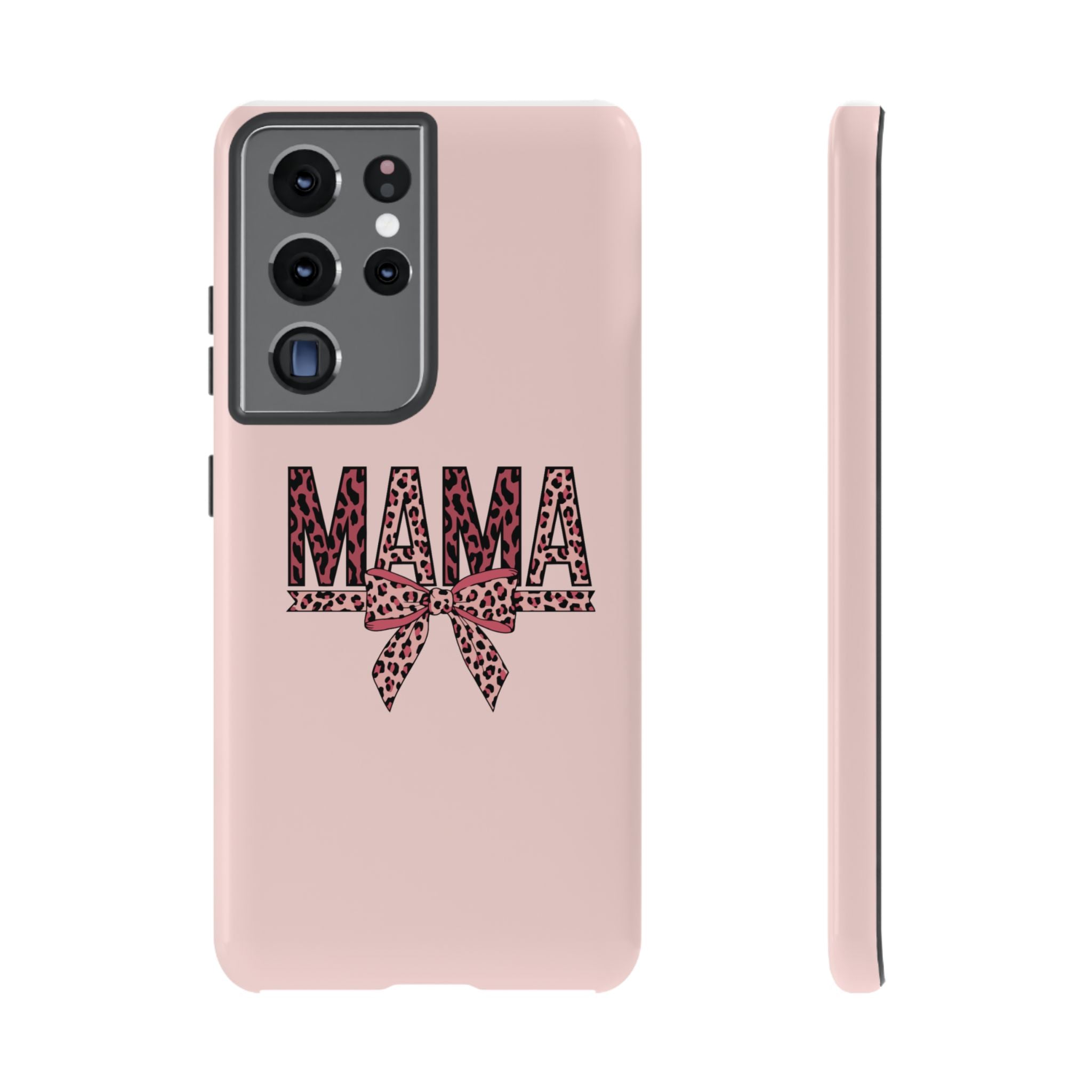 Mama Leopard Bow Phone Case — Pink Tough Protective iPhone Cover