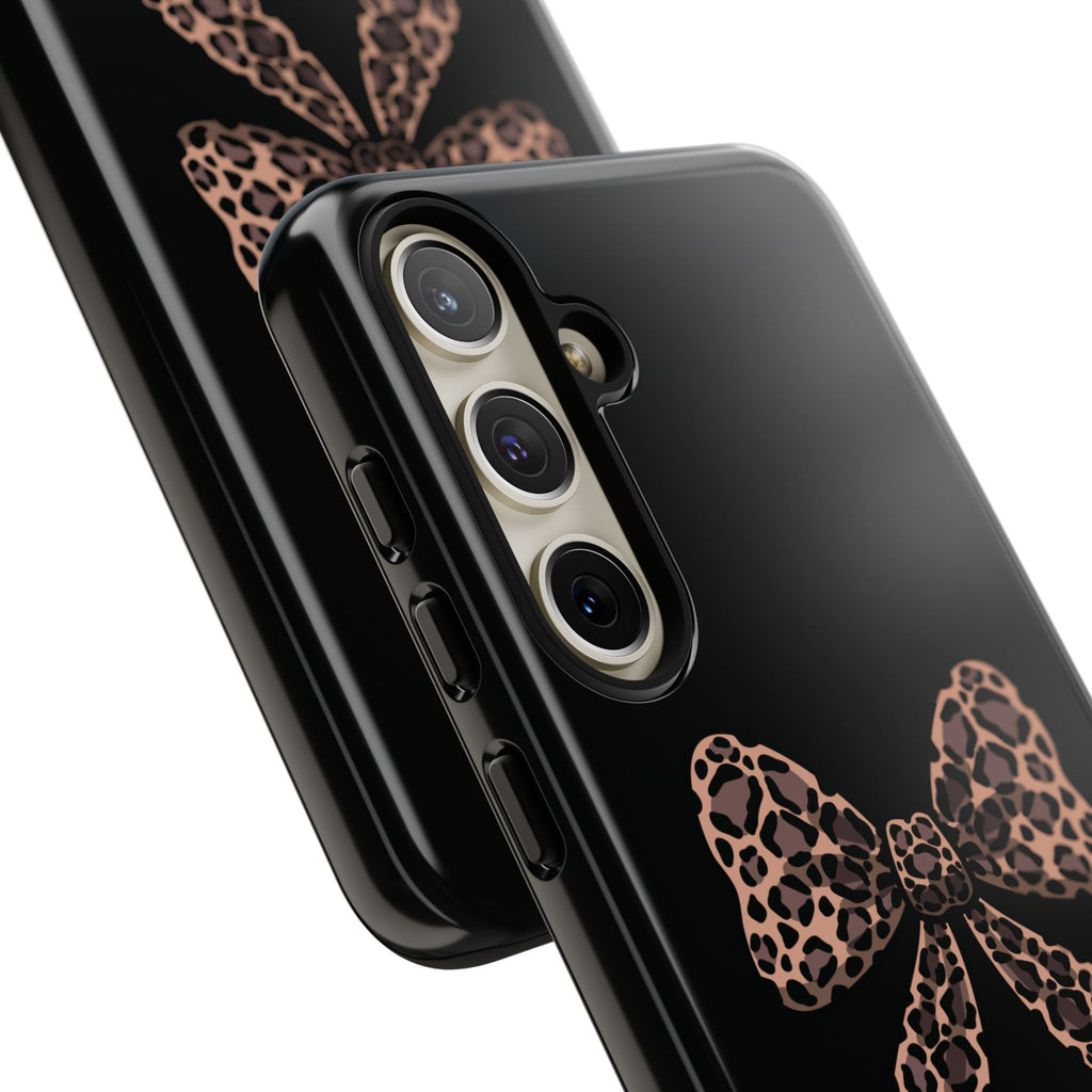 Leopard Print Bow Tough Phone Case — Cute Chic Protective Cover