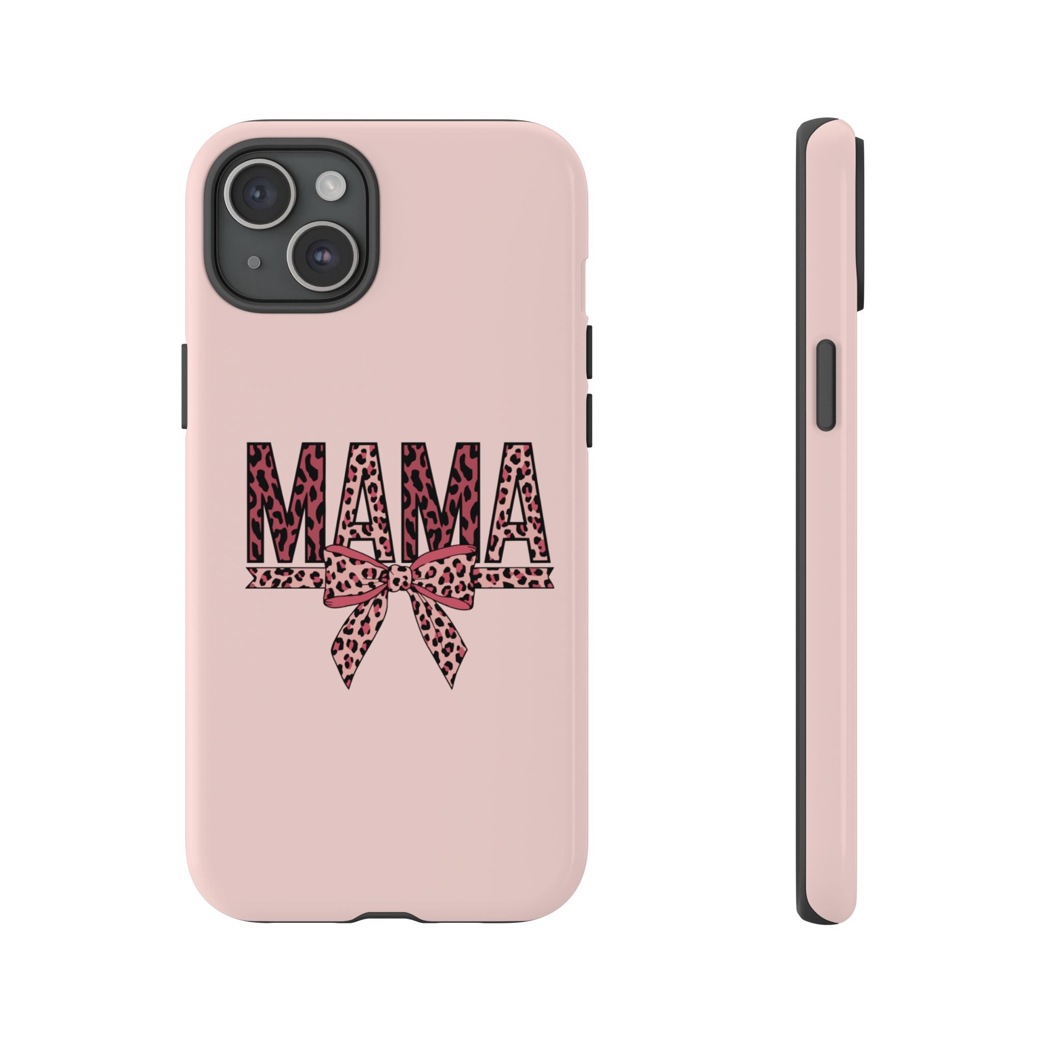 Mama Leopard Bow Phone Case — Pink Tough Protective iPhone Cover