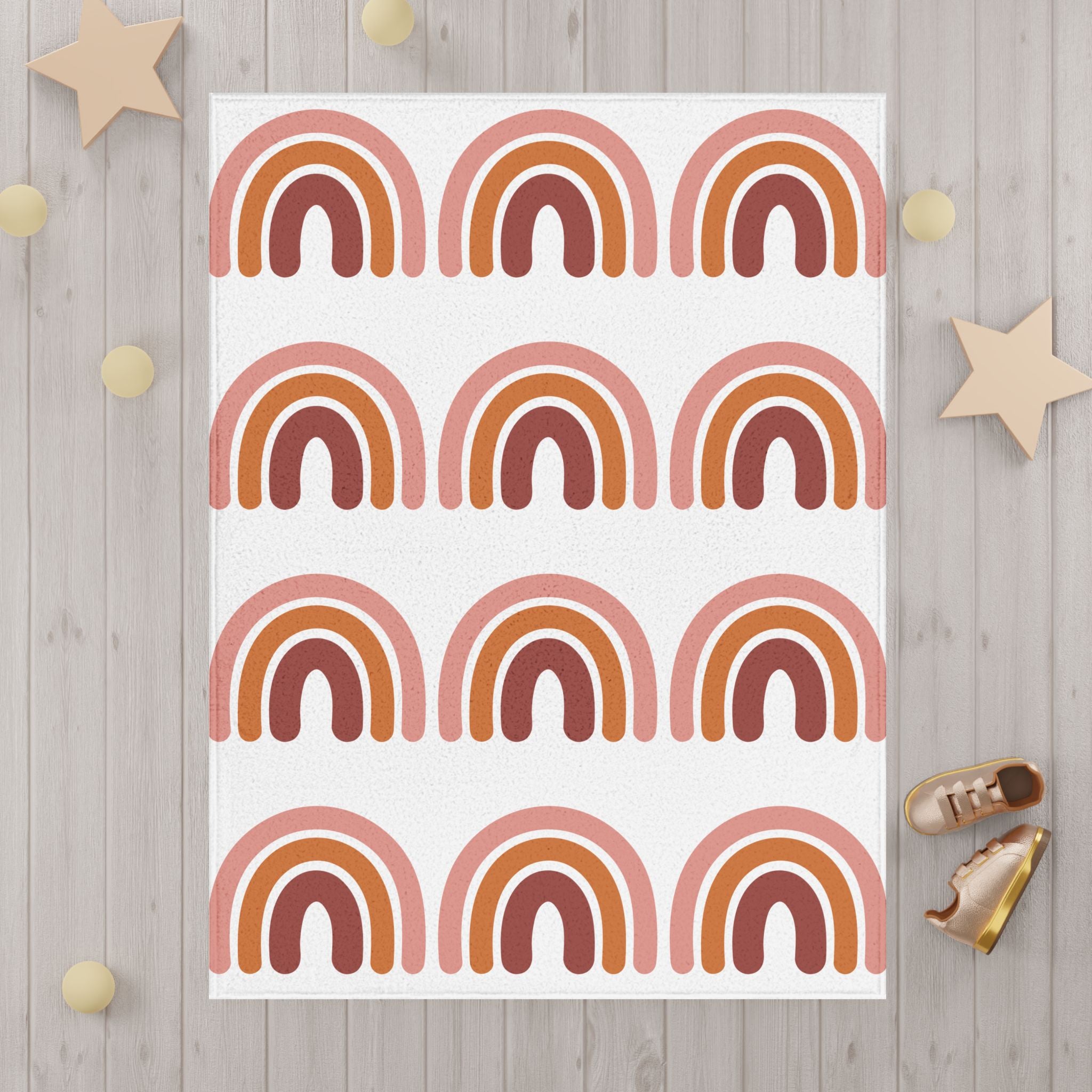 Toddler Blanket — Retro Terracotta Boho Rainbow Nursery Throw