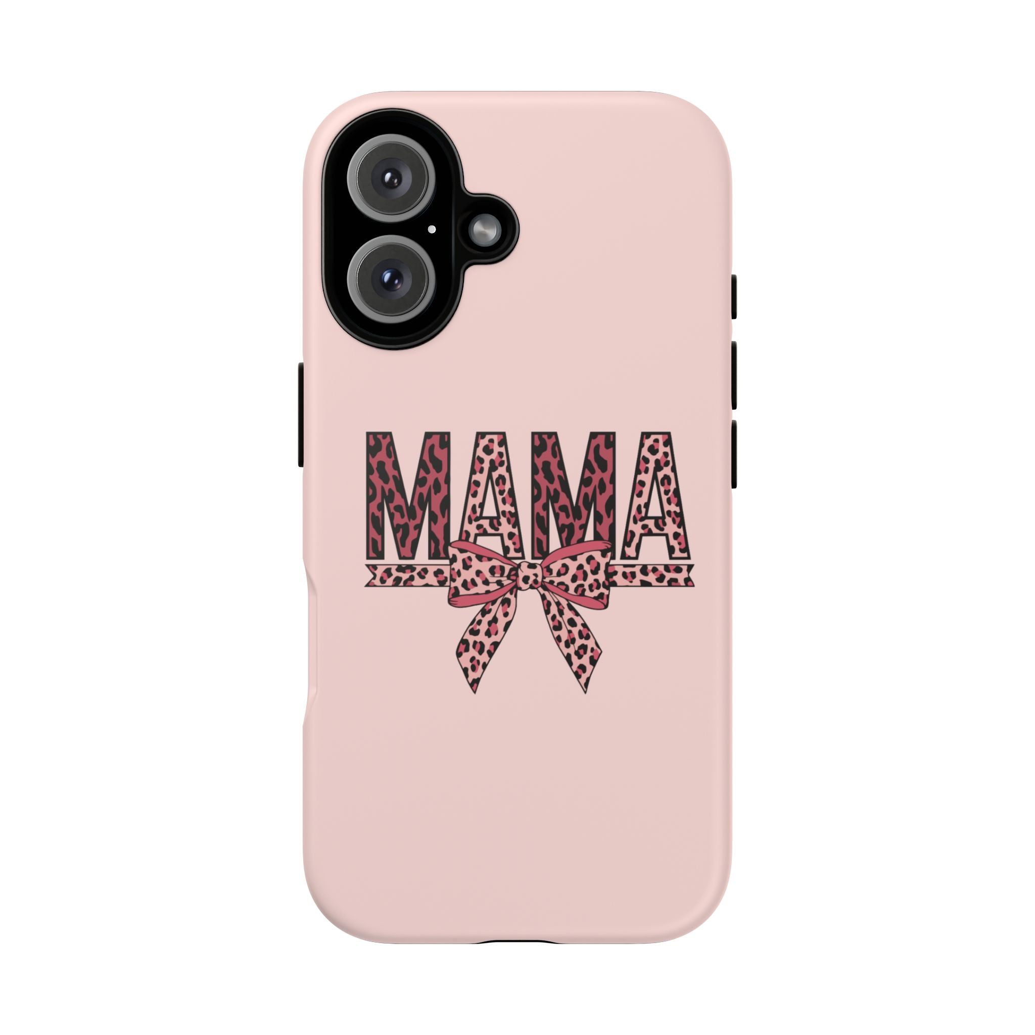 Mama Leopard Bow Phone Case — Pink Tough Protective iPhone Cover