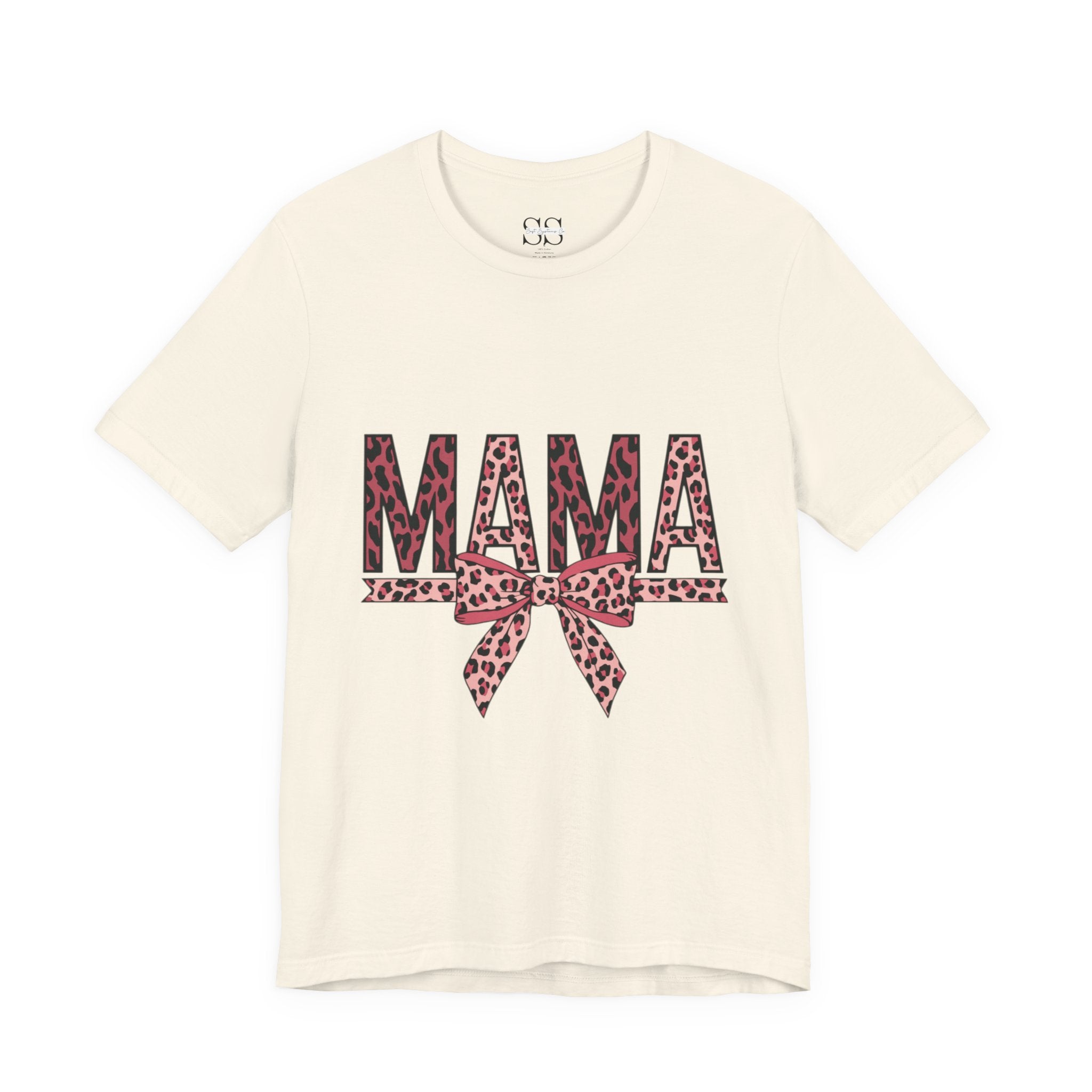 Mama Leopard Bow Tee — Floral Leopard Print "MAMA" Mother's Day T‑Shirt