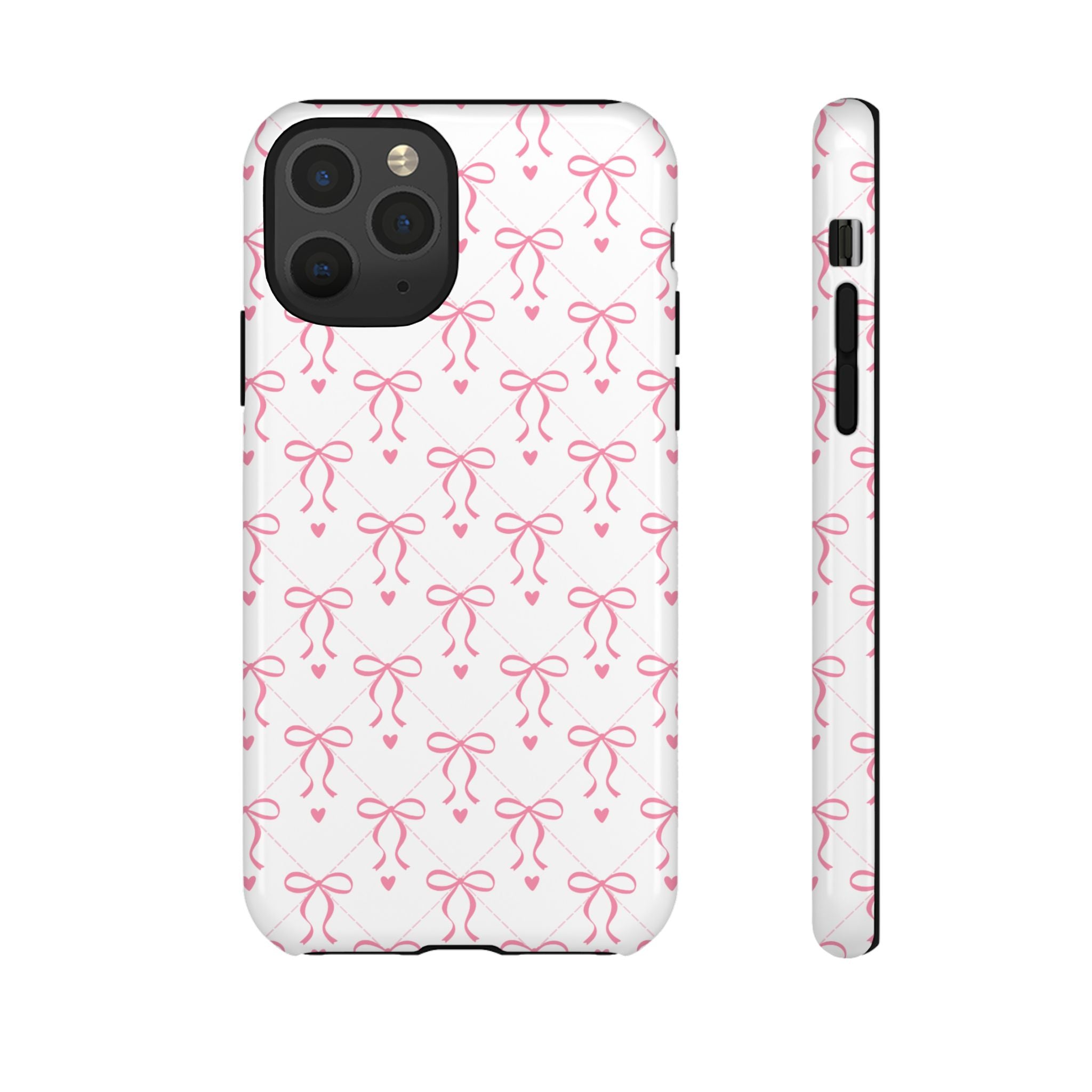 Pink Bow Pattern Phone Case — Cute Feminine Tough Case