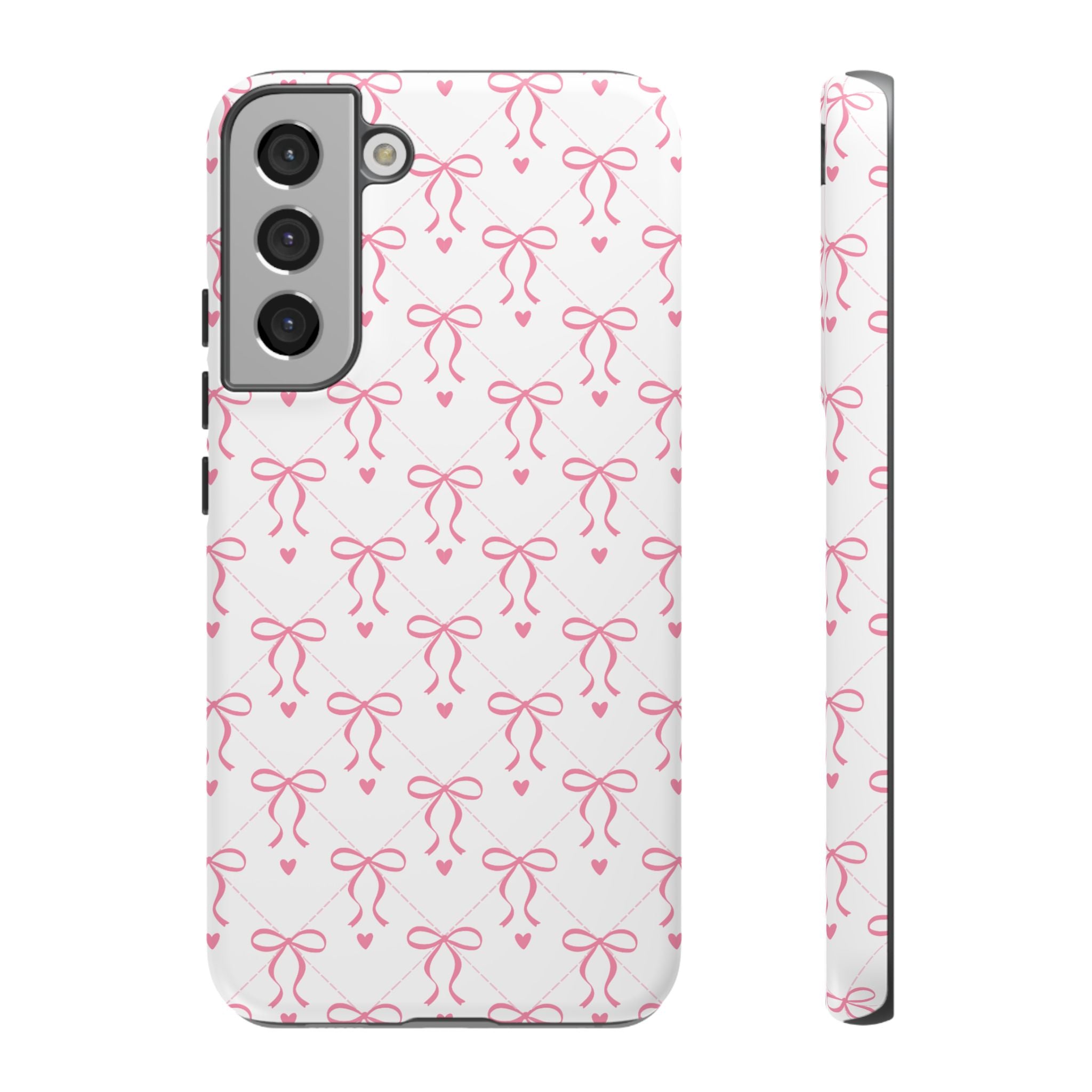 Pink Bow Pattern Phone Case — Cute Feminine Tough Case