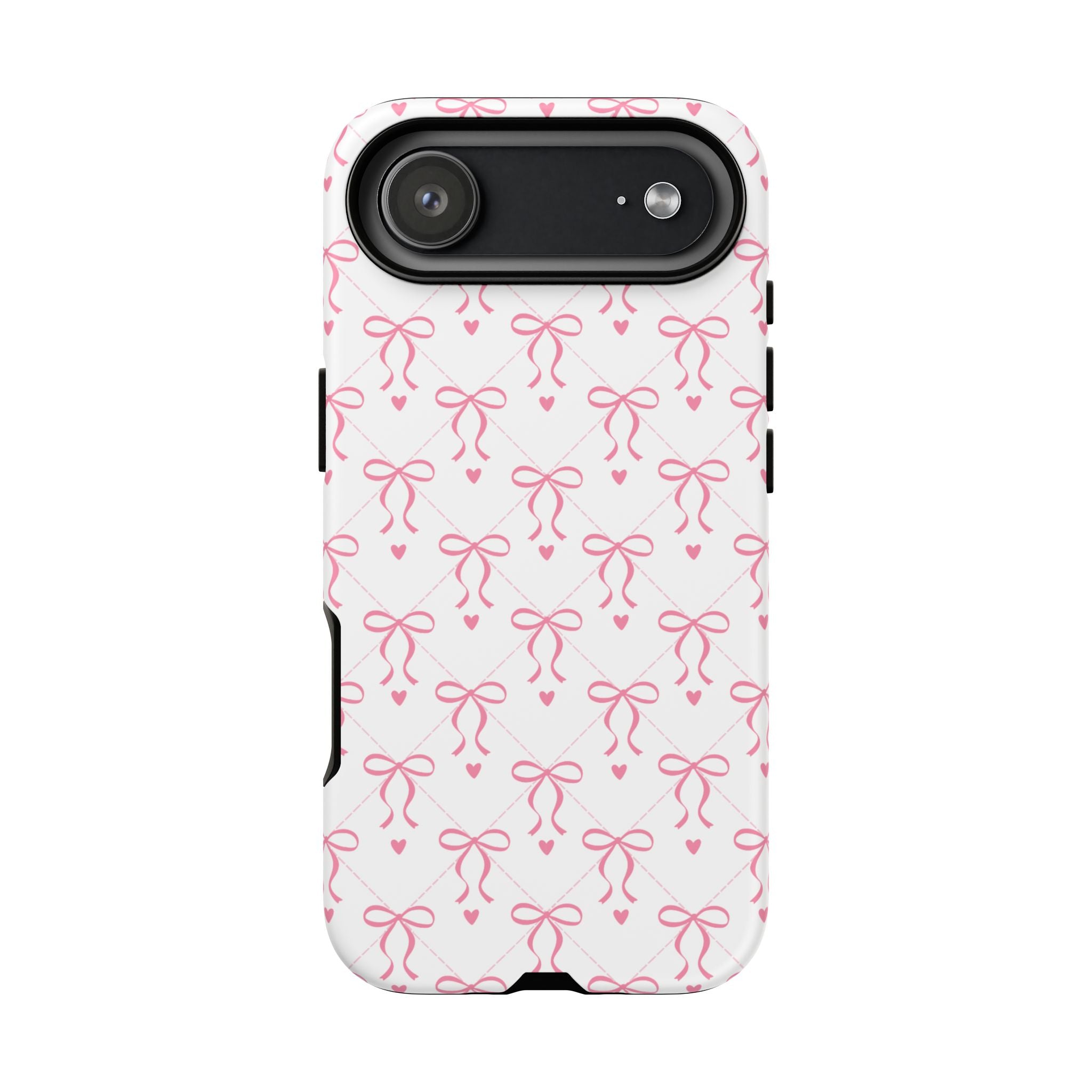 Pink Bow Pattern Phone Case — Cute Feminine Tough Case