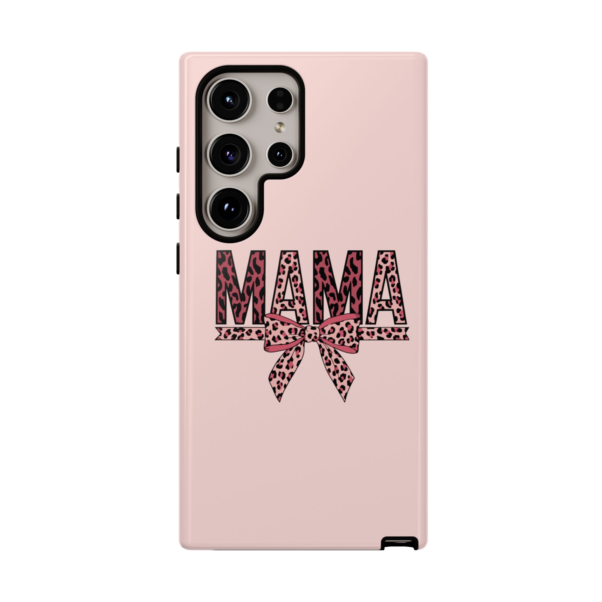 Mama Leopard Bow Phone Case — Pink Tough Protective iPhone Cover