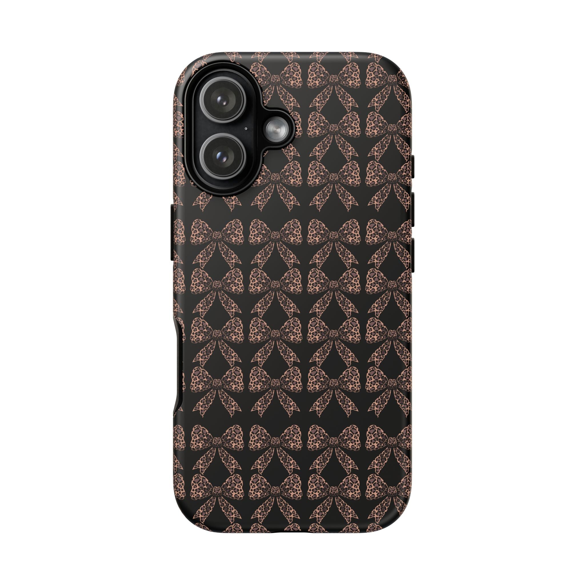 Leopard Print Bow Tough Phone Case — Black & Gold Pattern