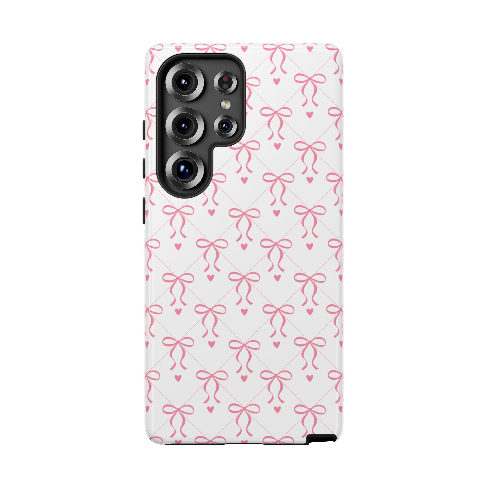 Pink Bow Pattern Phone Case — Cute Feminine Tough Case