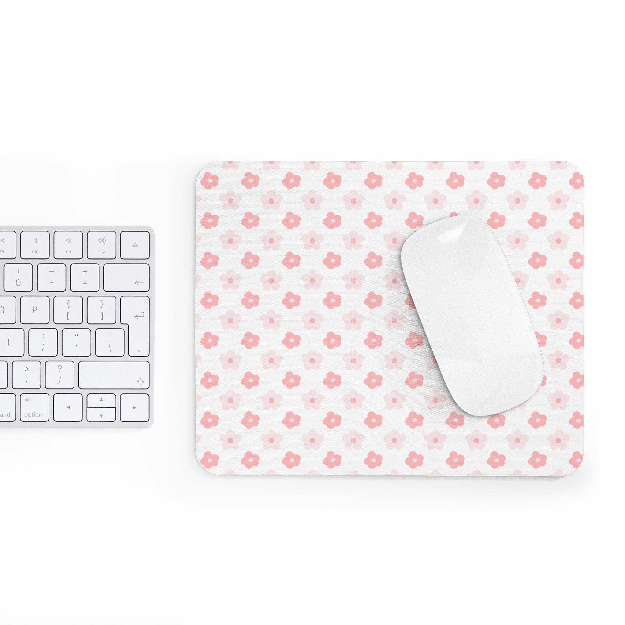 Pink Floral Mouse Pad — Cute Cherry Blossom Pattern Desk Mat