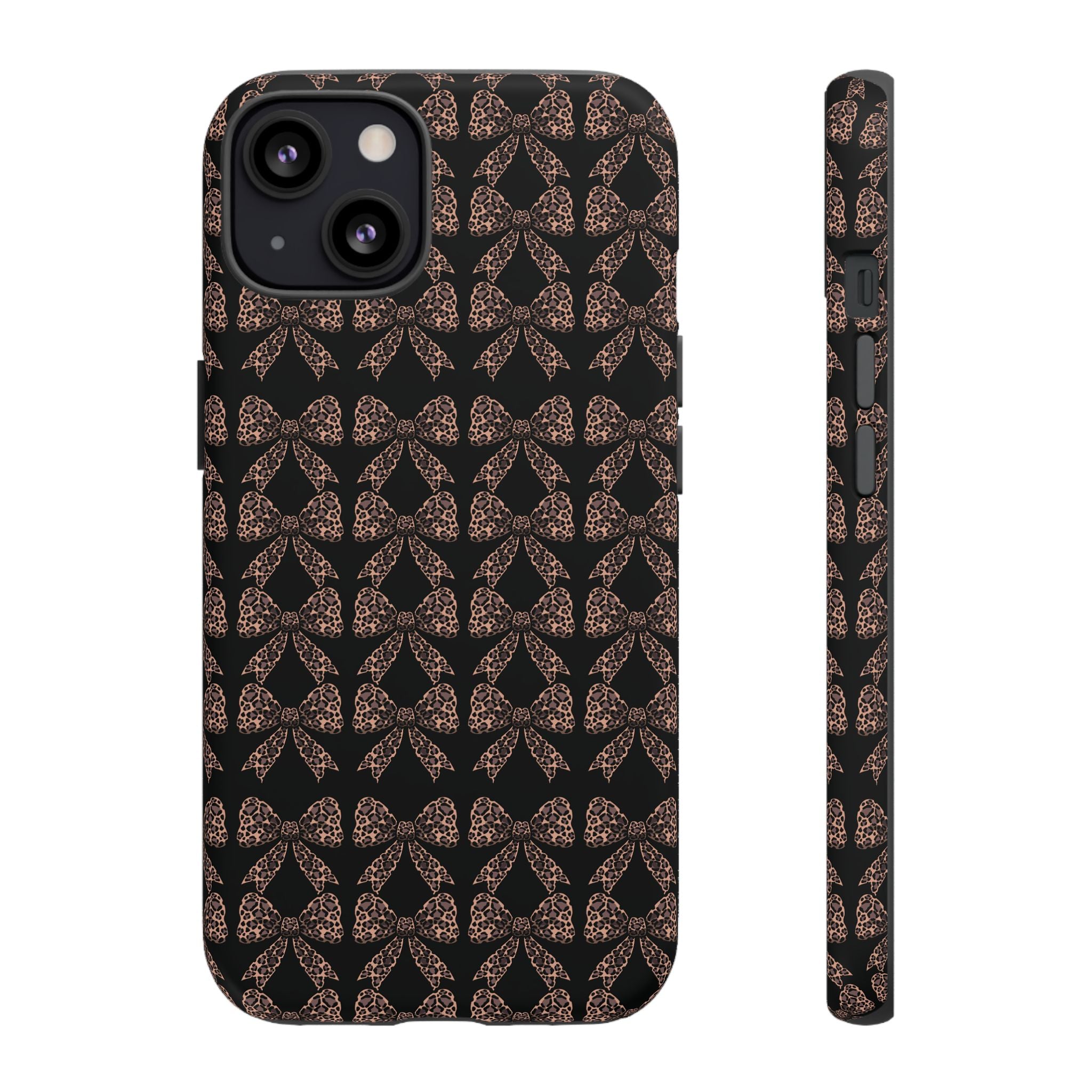 Leopard Print Bow Tough Phone Case — Black & Gold Pattern