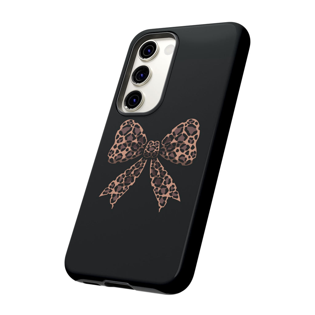 Leopard Print Bow Tough Phone Case — Cute Chic Protective Cover