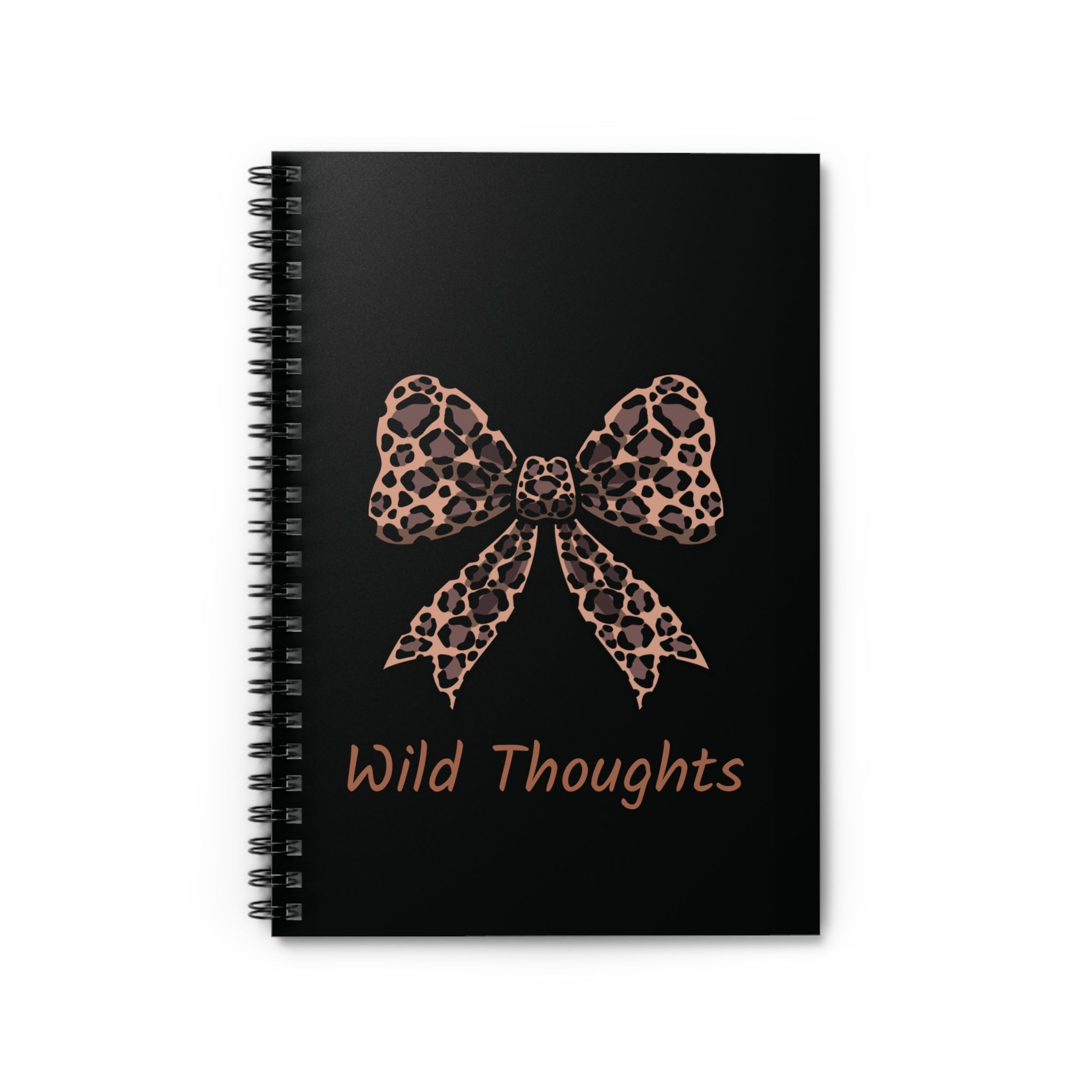 Leopard Bow "Wild Thoughts" Spiral Notebook — Ruled Journal for Sassy Notes & Gifts