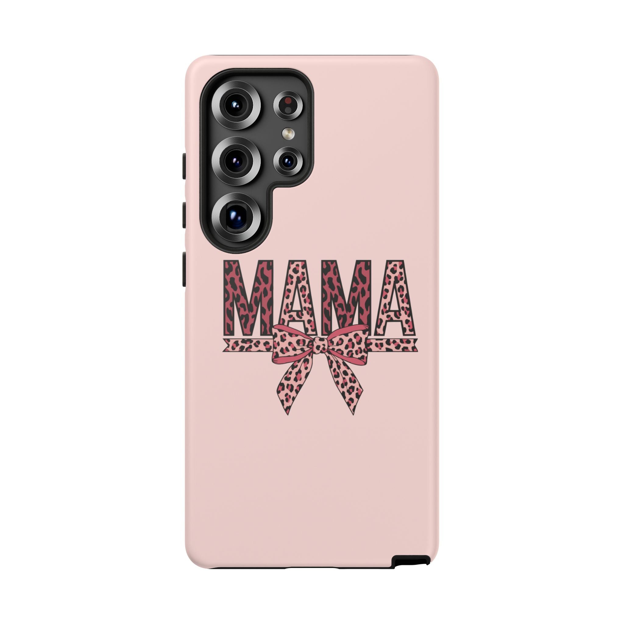 Mama Leopard Bow Phone Case — Pink Tough Protective iPhone Cover