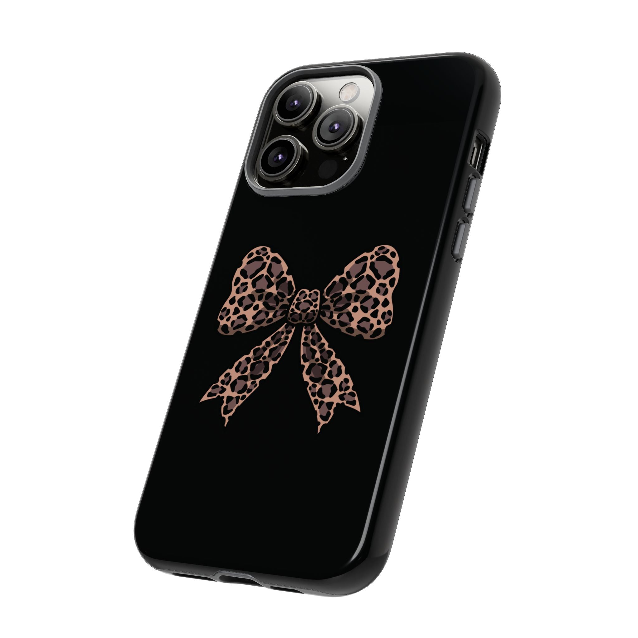 Leopard Print Bow Tough Phone Case — Cute Chic Protective Cover