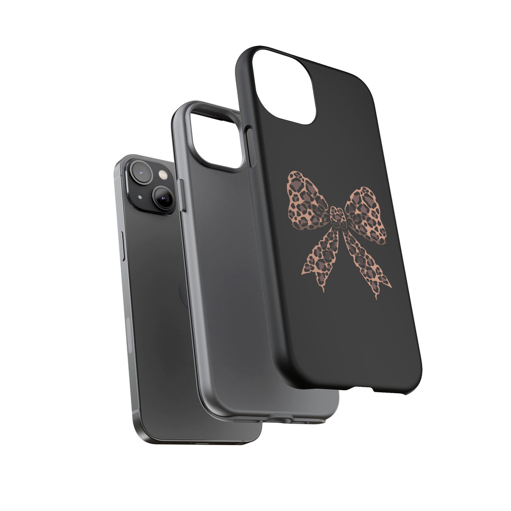 Leopard Print Bow Tough Phone Case — Cute Chic Protective Cover