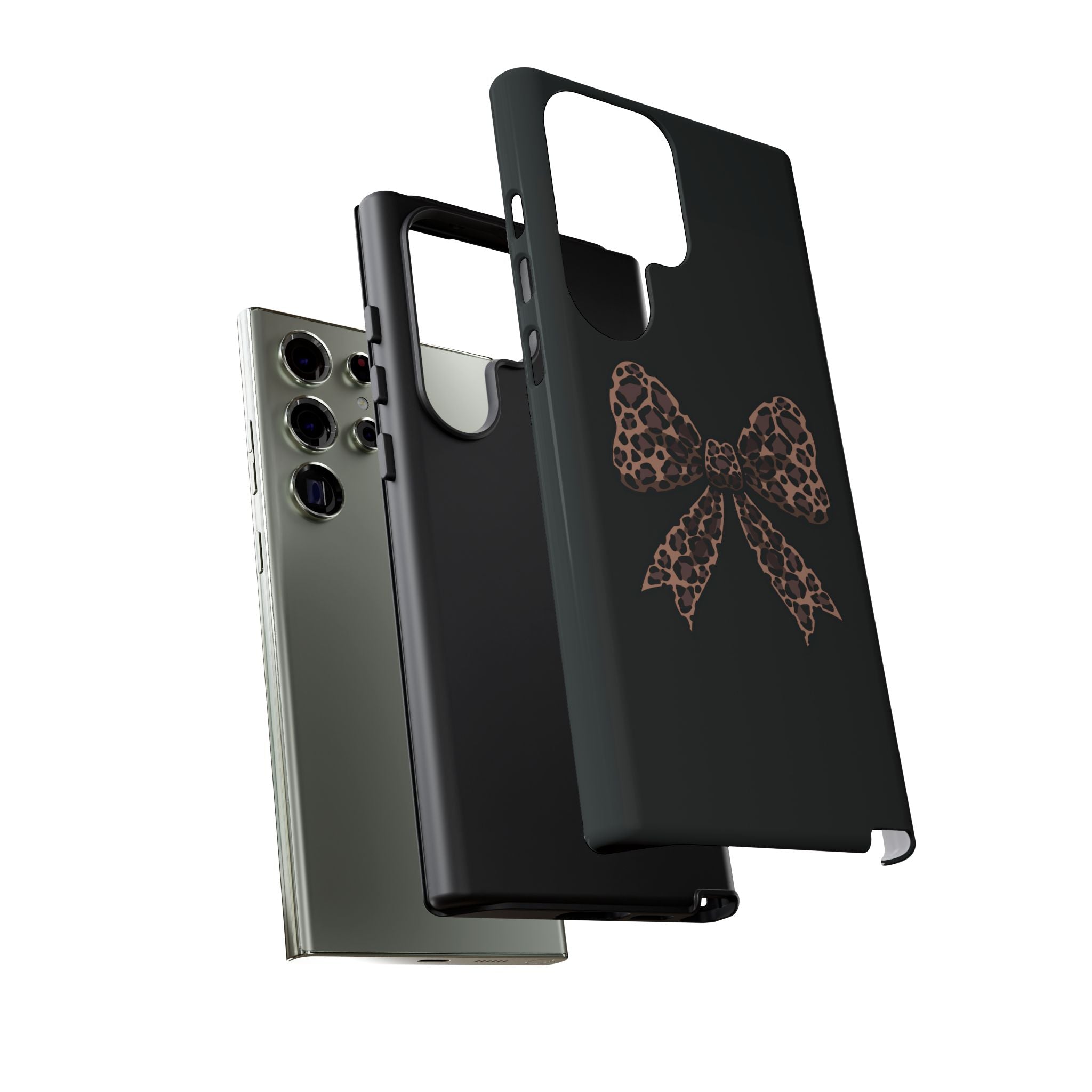 Leopard Print Bow Tough Phone Case — Cute Chic Protective Cover