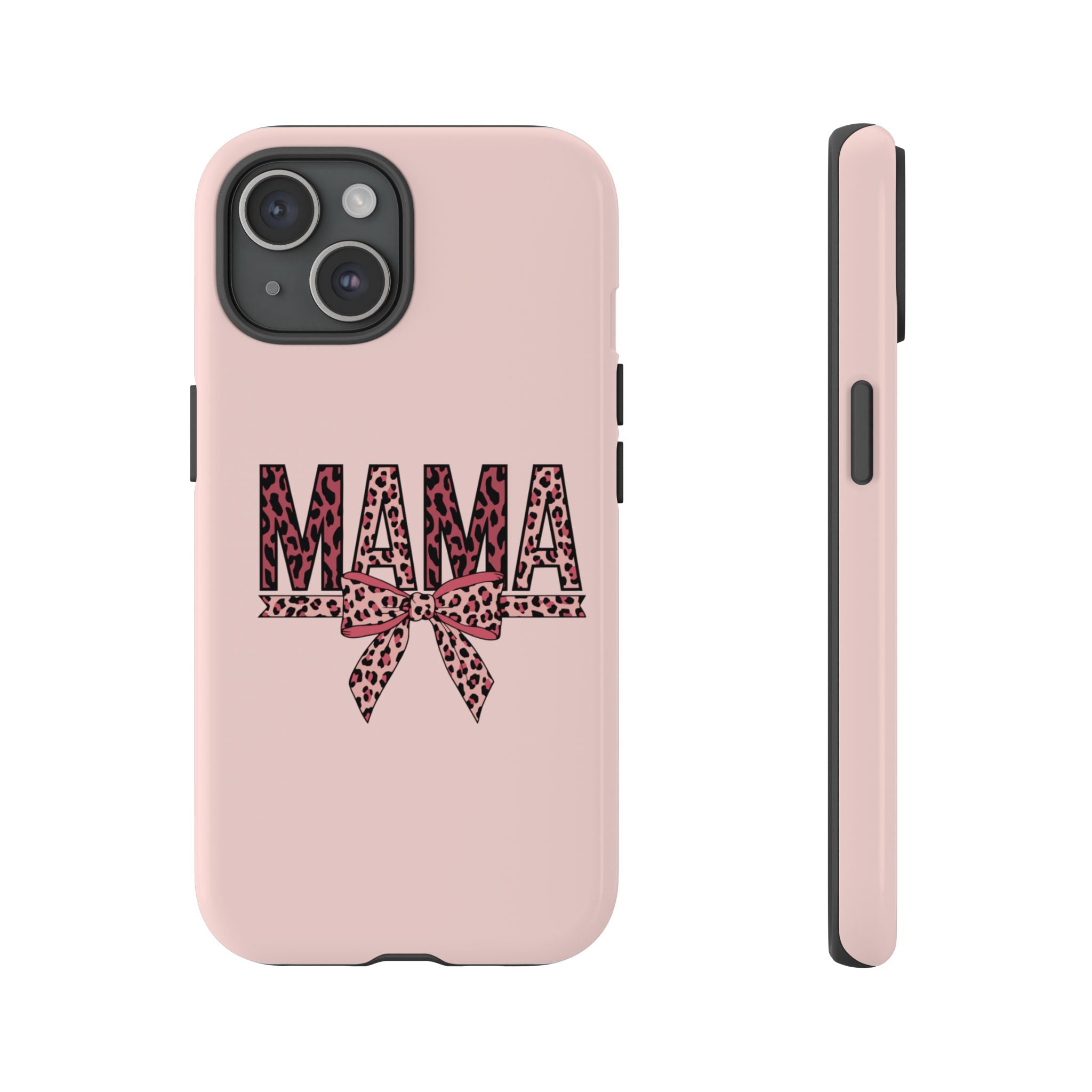 Mama Leopard Bow Phone Case — Pink Tough Protective iPhone Cover