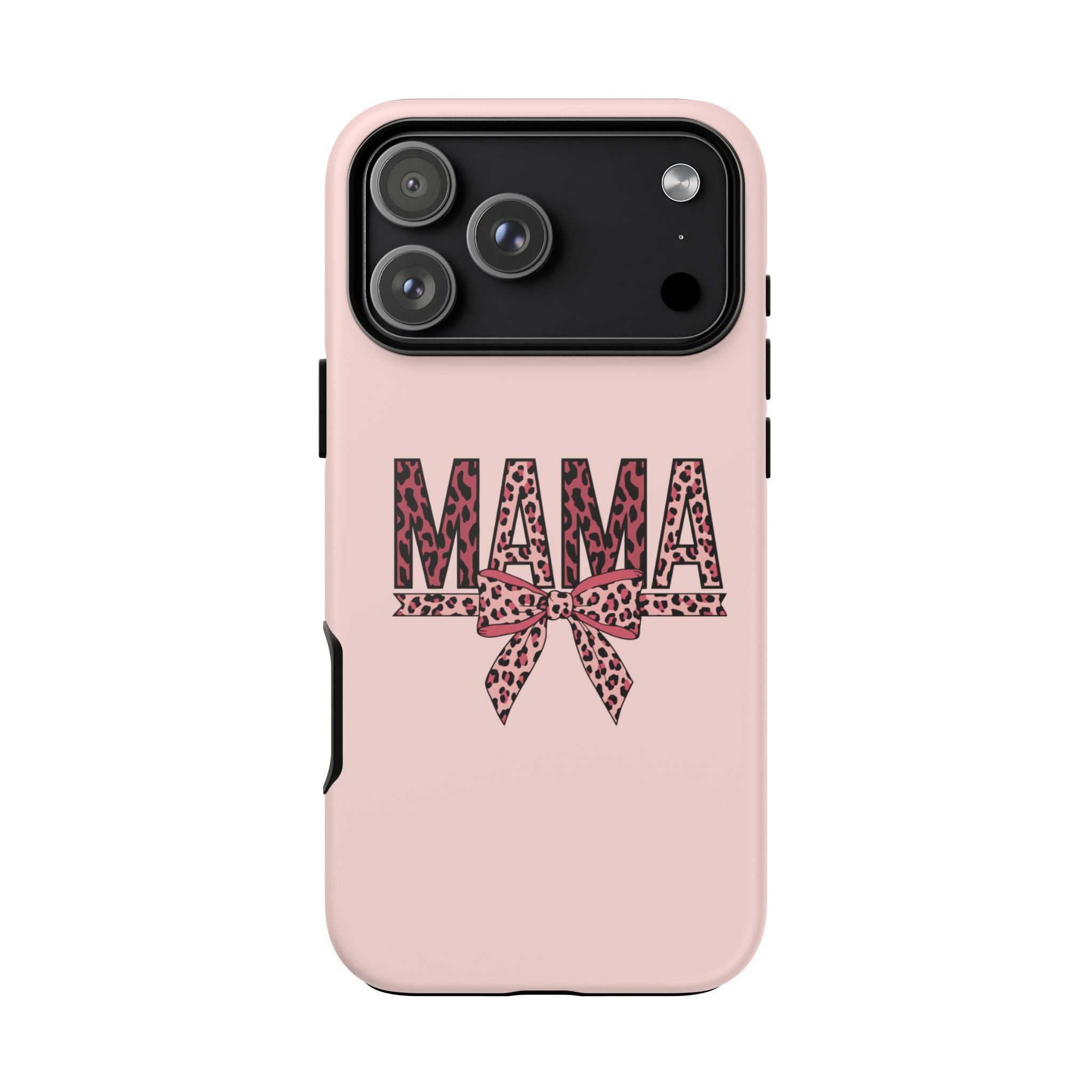 Mama Leopard Bow Phone Case — Pink Tough Protective iPhone Cover