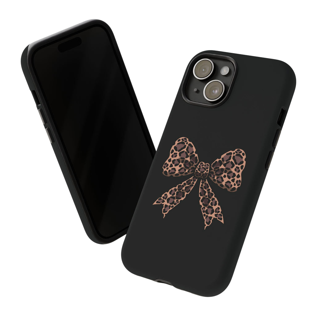 Leopard Print Bow Tough Phone Case — Cute Chic Protective Cover