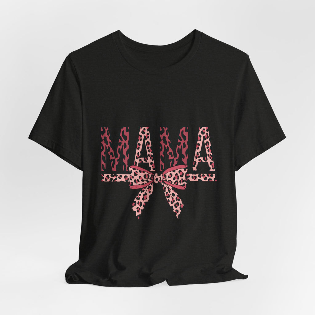 Mama Leopard Bow Tee — Floral Leopard Print "MAMA" Mother's Day T‑Shirt