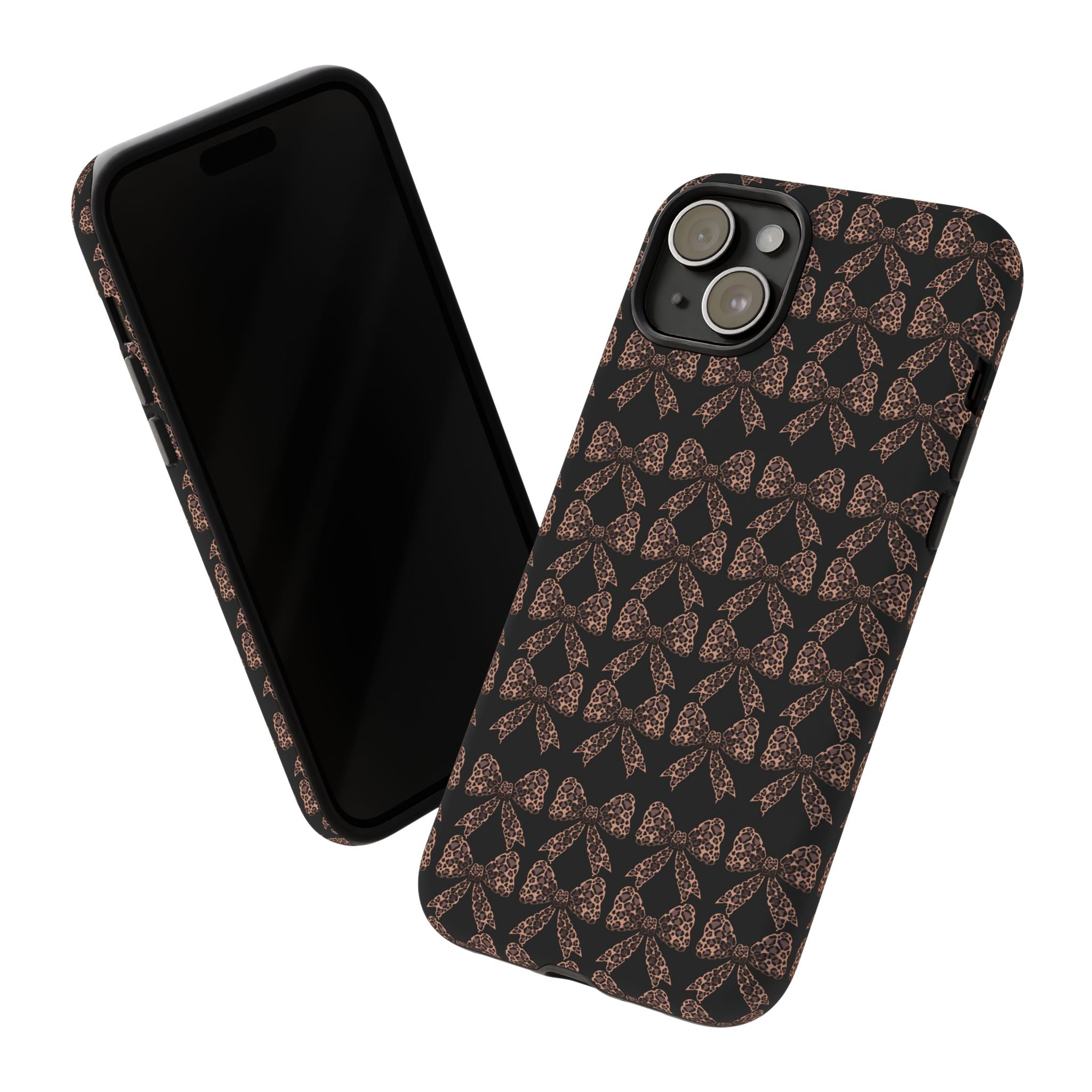 Leopard Print Bow Tough Phone Case — Black & Gold Pattern