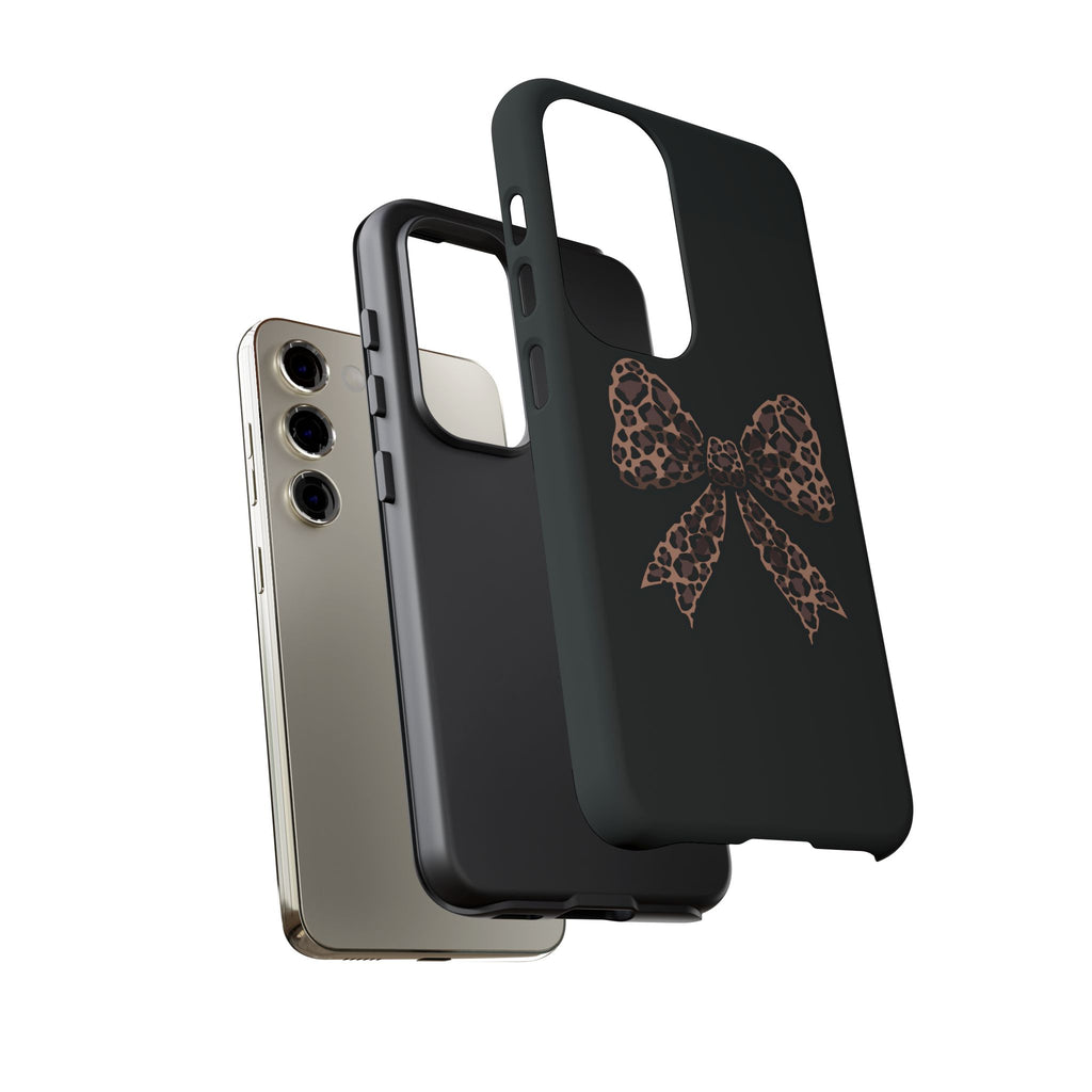 Leopard Print Bow Tough Phone Case — Cute Chic Protective Cover