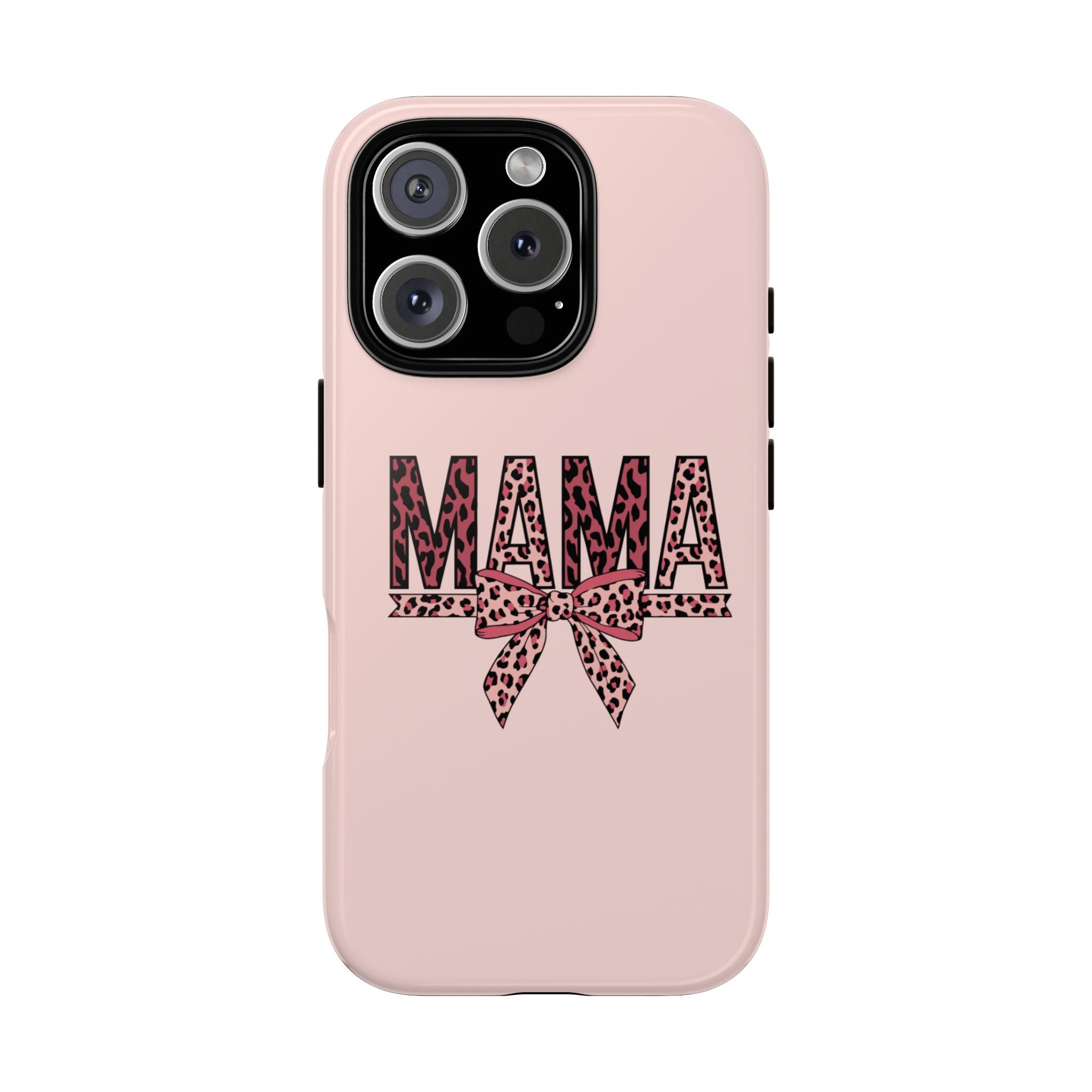 Mama Leopard Bow Phone Case — Pink Tough Protective iPhone Cover