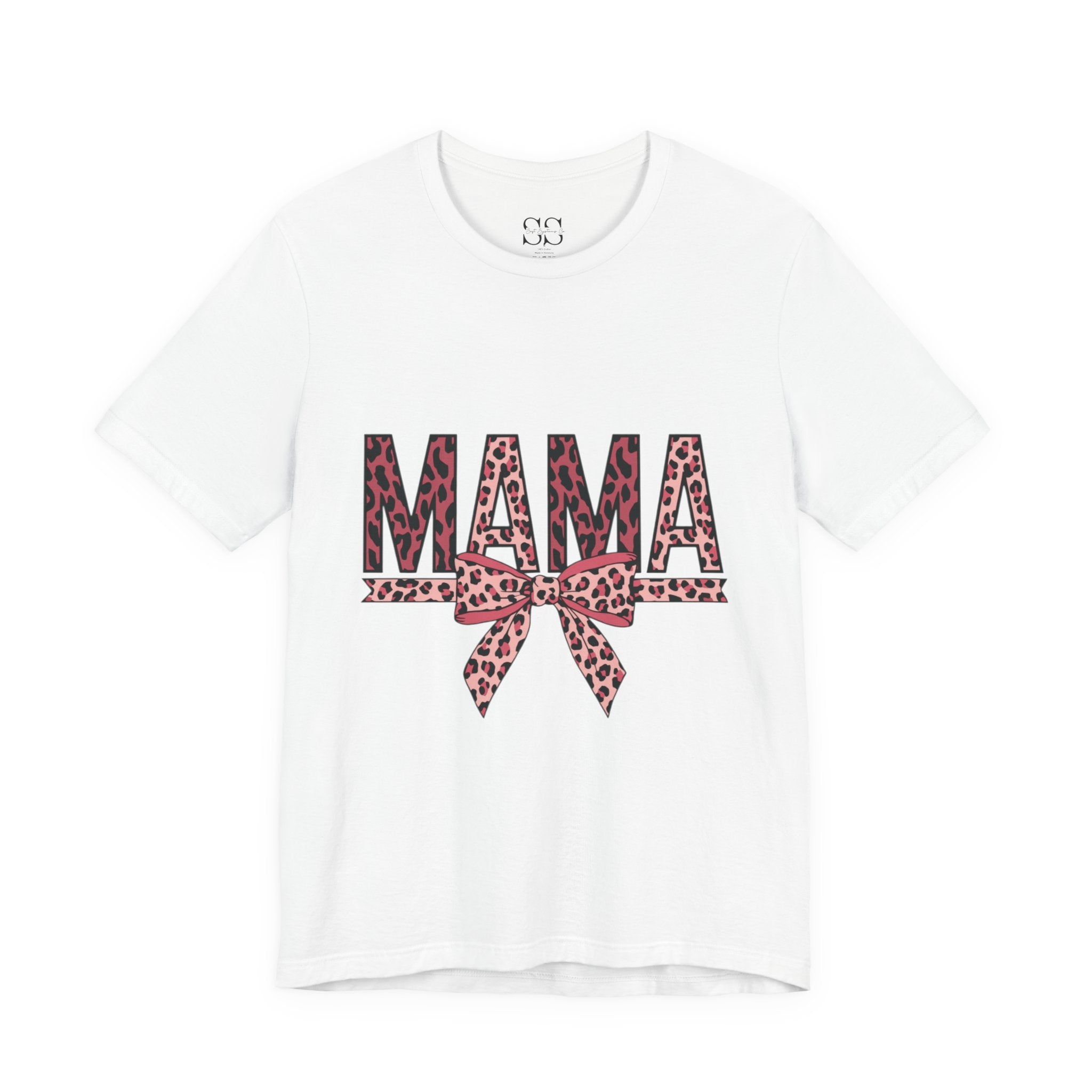 Mama Leopard Bow Tee — Floral Leopard Print "MAMA" Mother's Day T‑Shirt