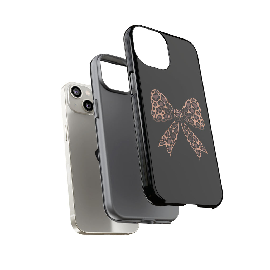 Leopard Print Bow Tough Phone Case — Cute Chic Protective Cover