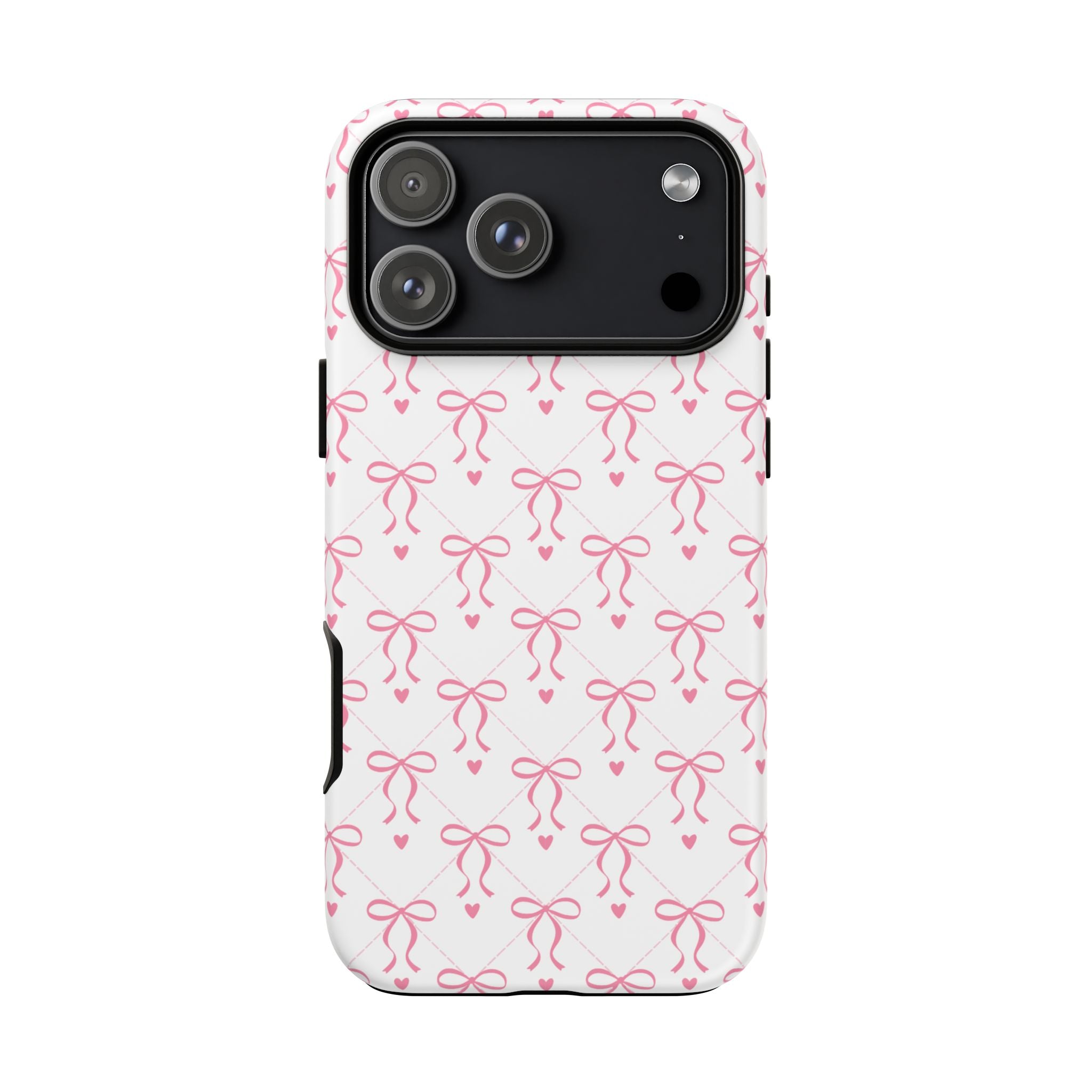 Pink Bow Pattern Phone Case — Cute Feminine Tough Case