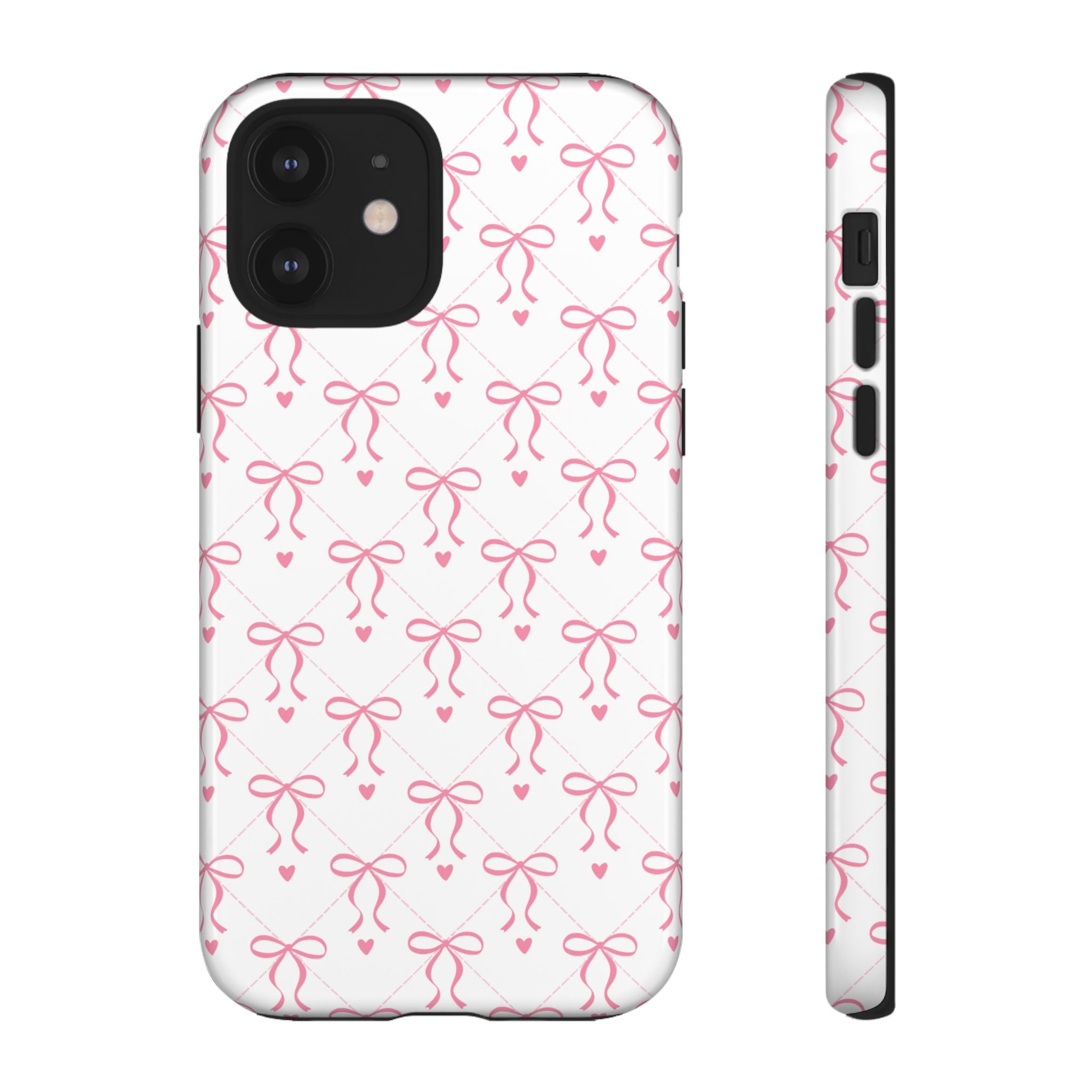 Pink Bow Pattern Phone Case — Cute Feminine Tough Case