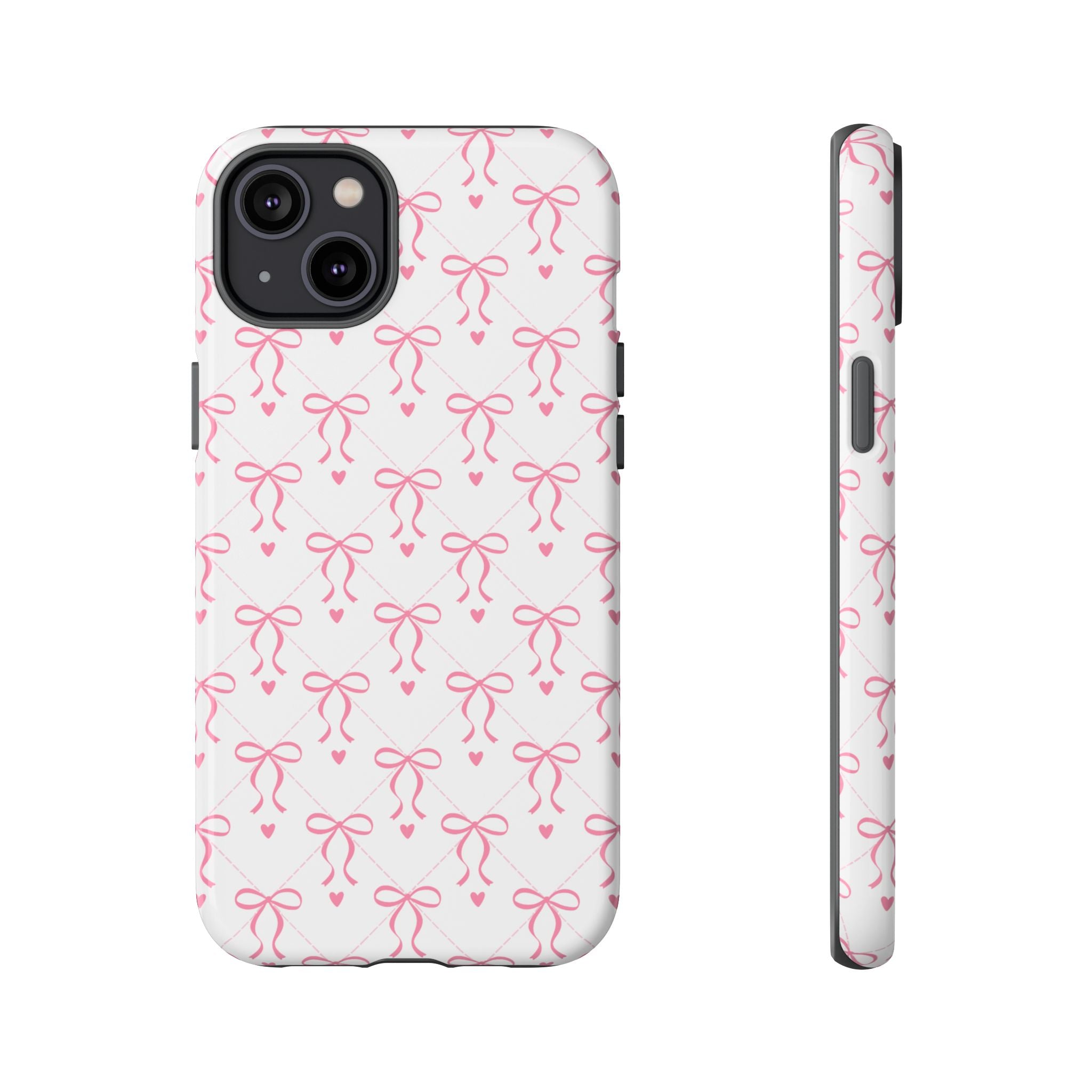 Pink Bow Pattern Phone Case — Cute Feminine Tough Case