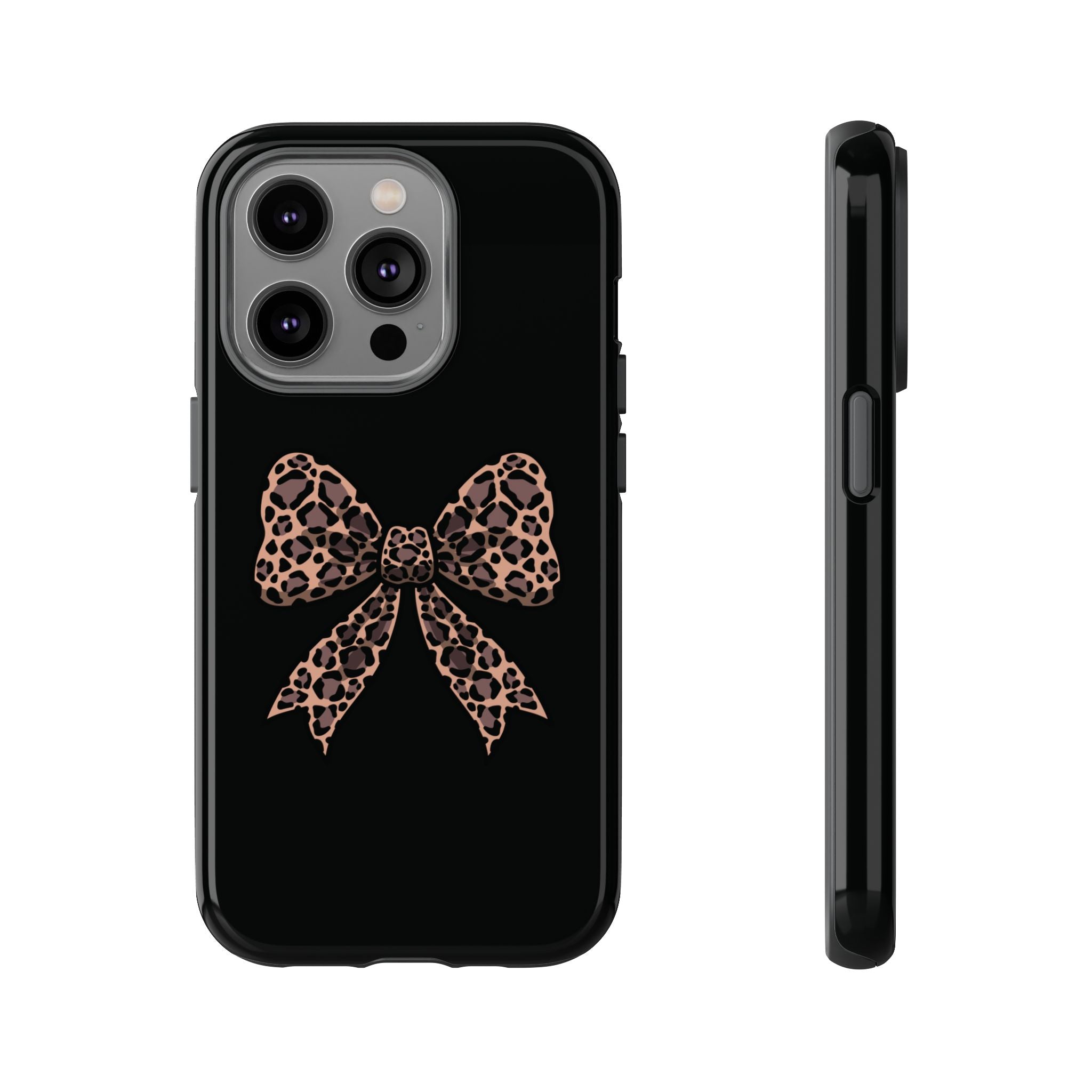 Leopard Print Bow Tough Phone Case — Cute Chic Protective Cover