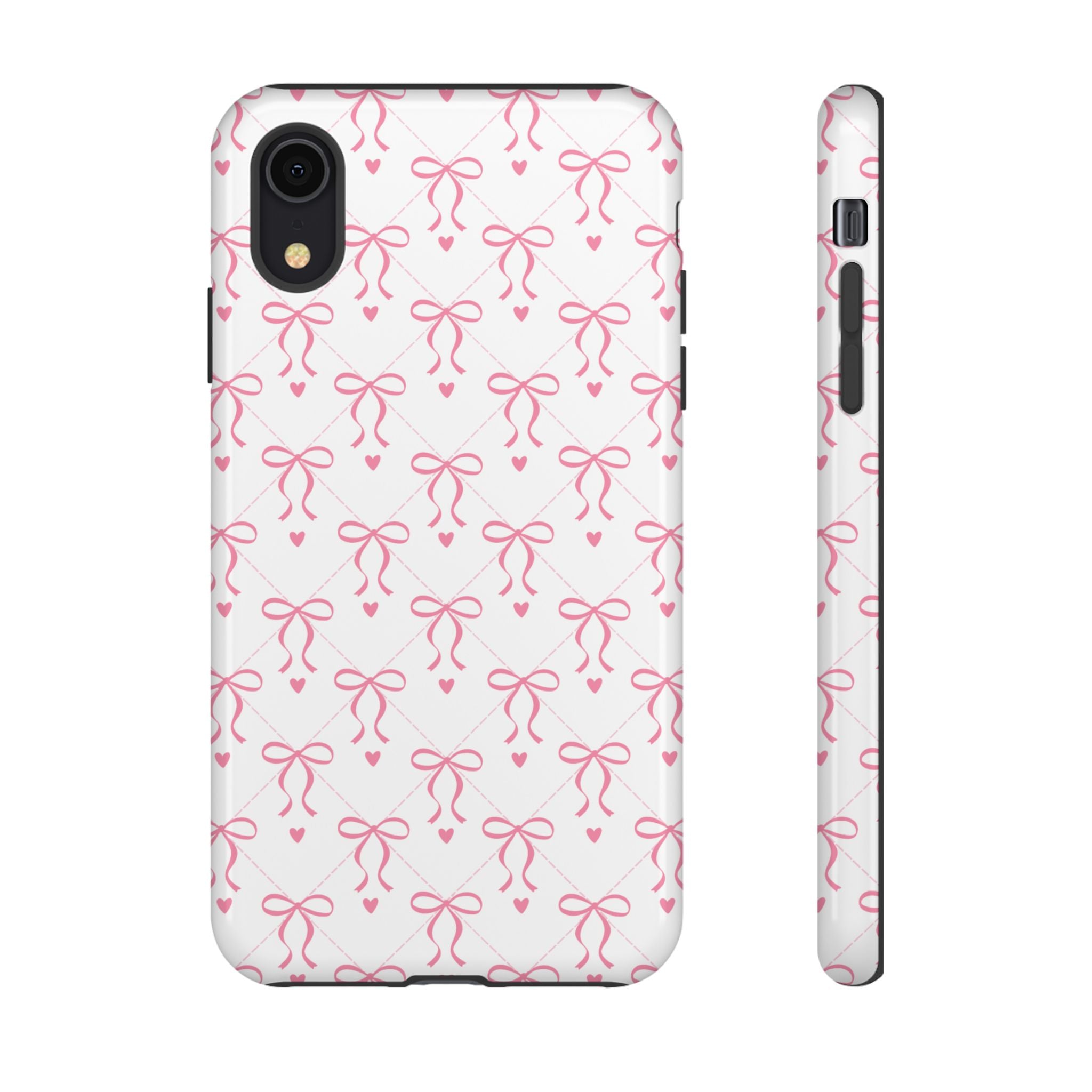 Pink Bow Pattern Phone Case — Cute Feminine Tough Case