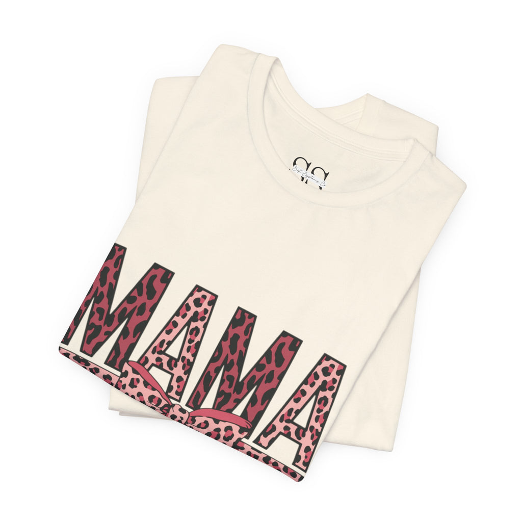 Mama Leopard Bow Tee — Floral Leopard Print "MAMA" Mother's Day T‑Shirt