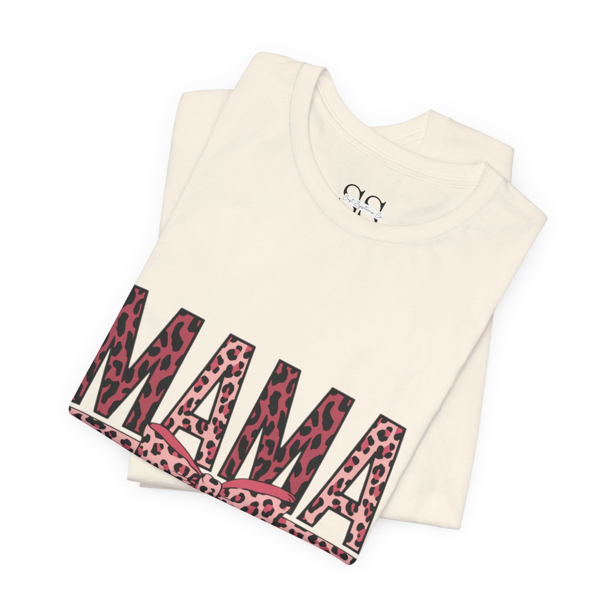 Mama Leopard Bow Tee — Floral Leopard Print "MAMA" Mother's Day T‑Shirt