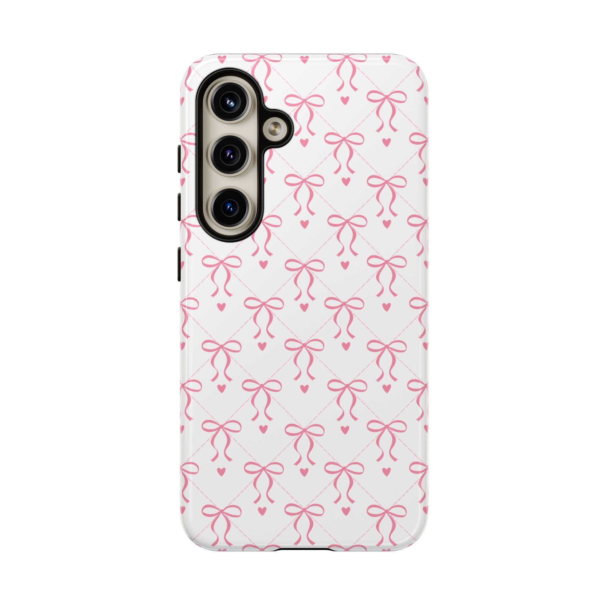 Pink Bow Pattern Phone Case — Cute Feminine Tough Case