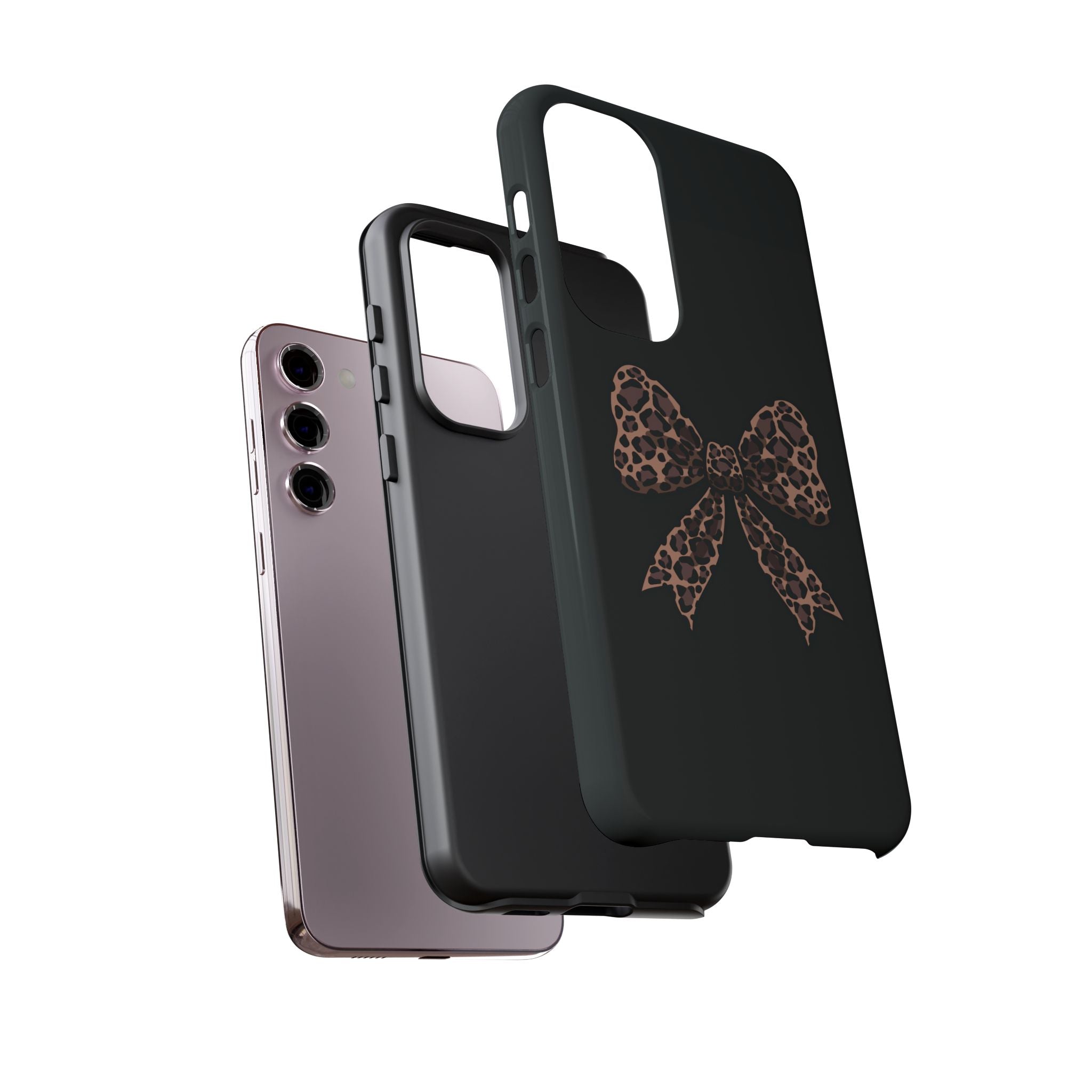 Leopard Print Bow Tough Phone Case — Cute Chic Protective Cover