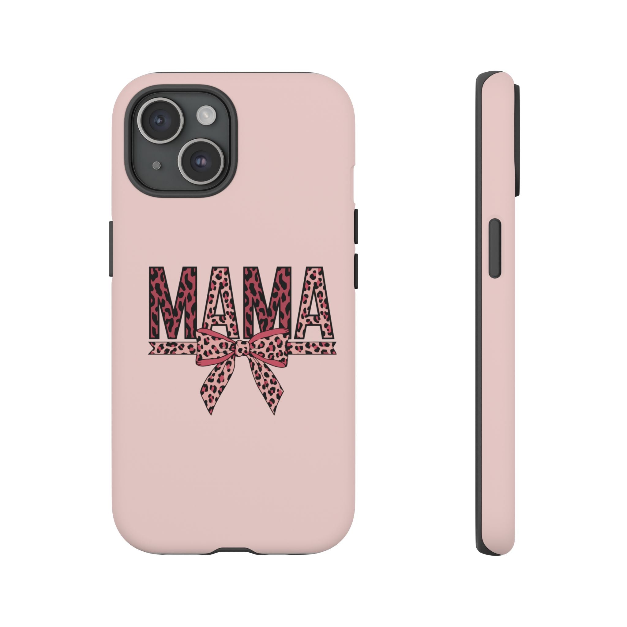 Mama Leopard Bow Phone Case — Pink Tough Protective iPhone Cover